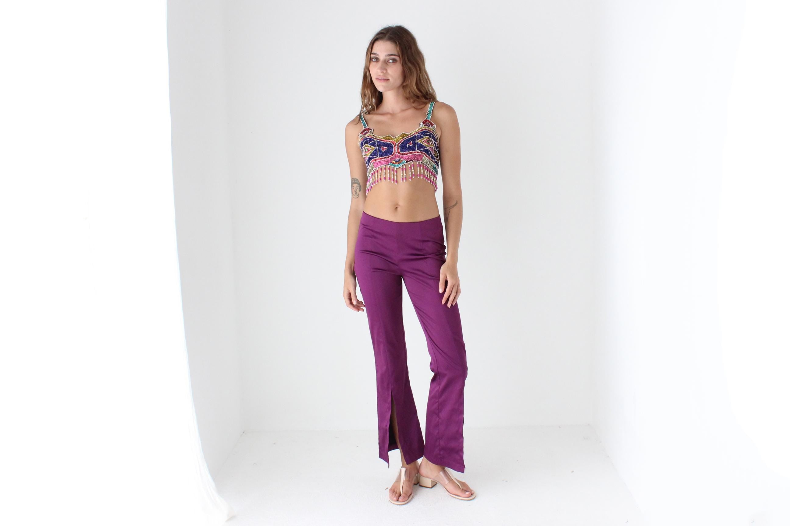 80s Rainbow Sequin Crop Top
