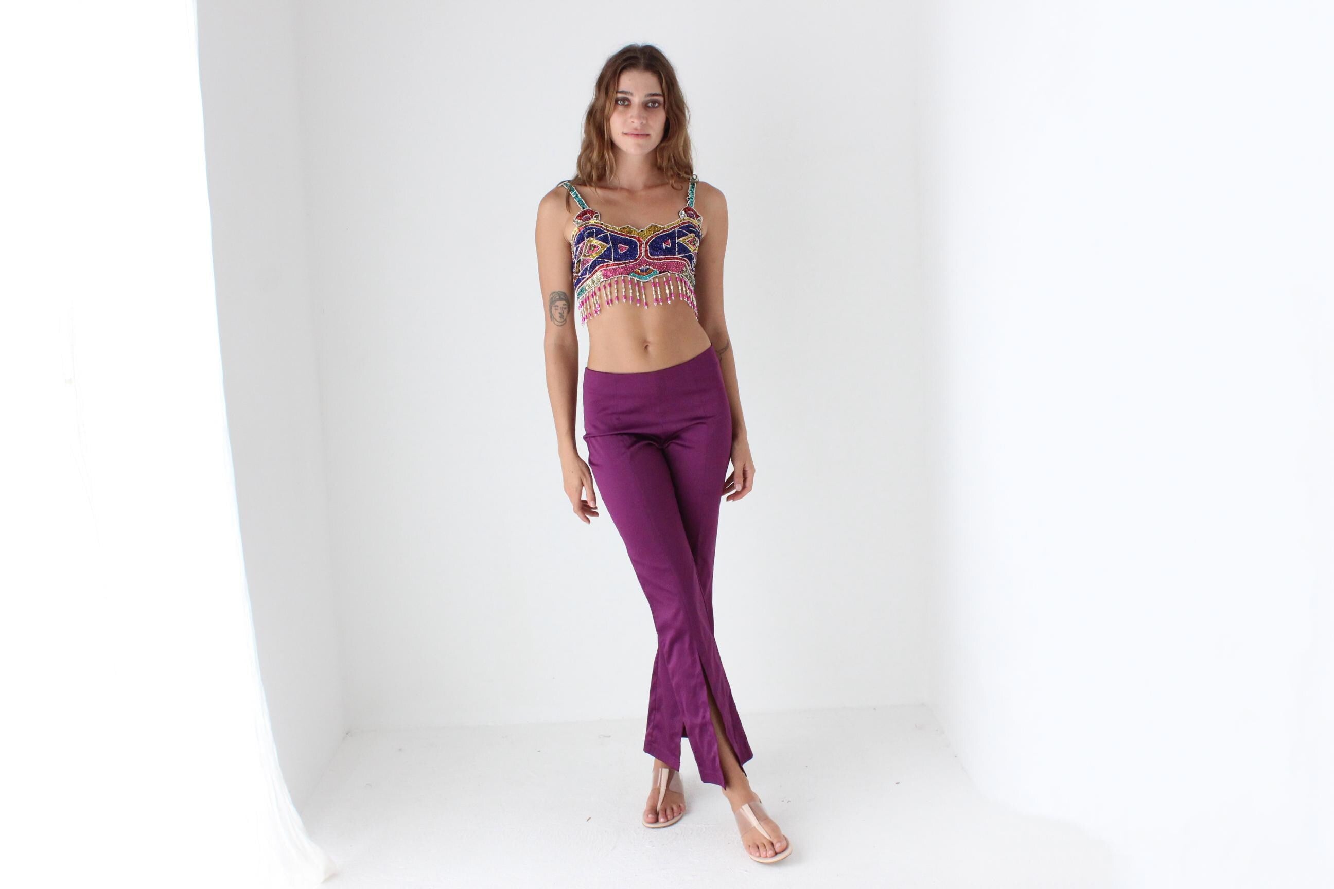 80s Rainbow Sequin Crop Top