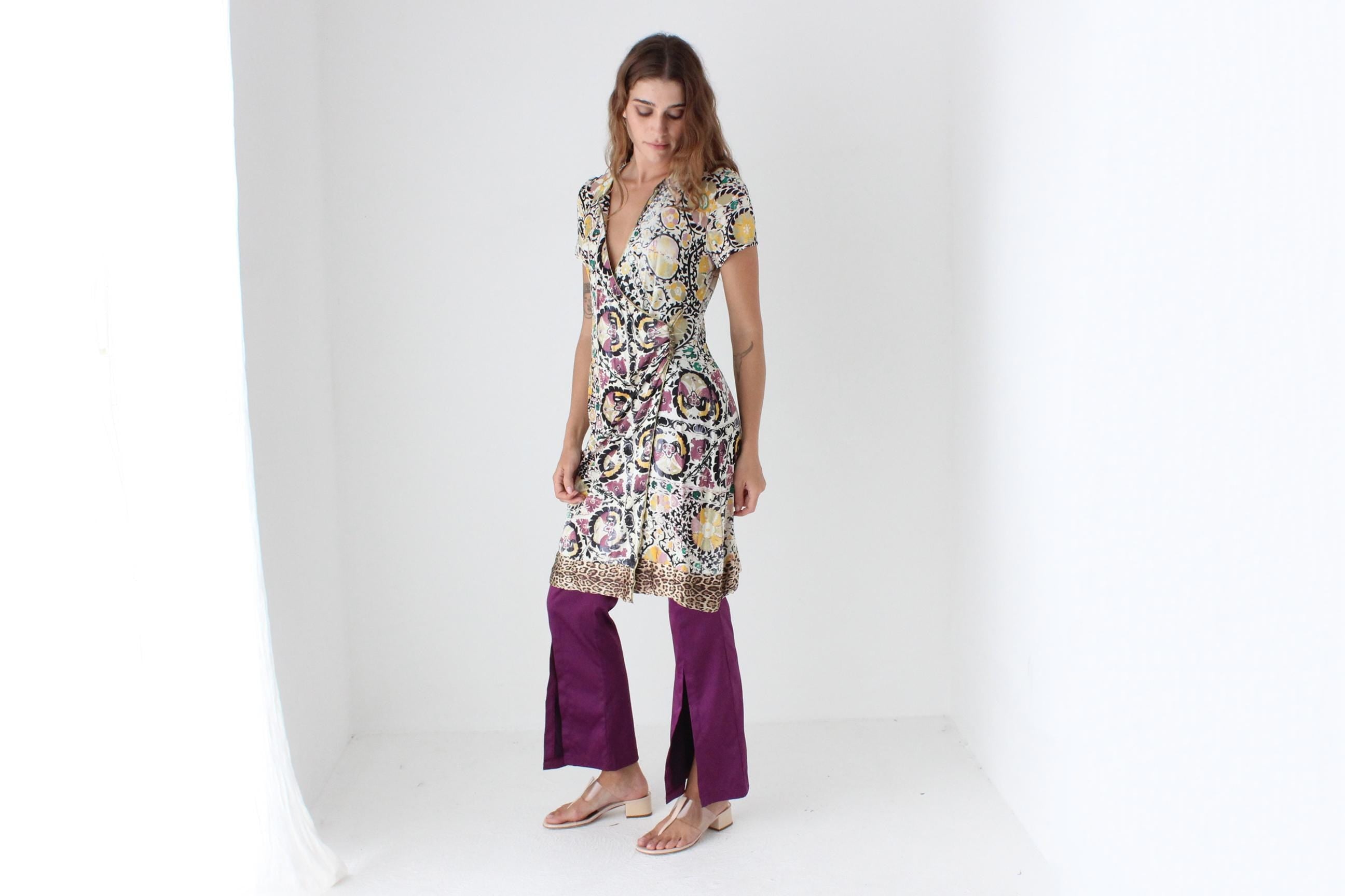 Y2K Cavalli Class Baroque Print Dress