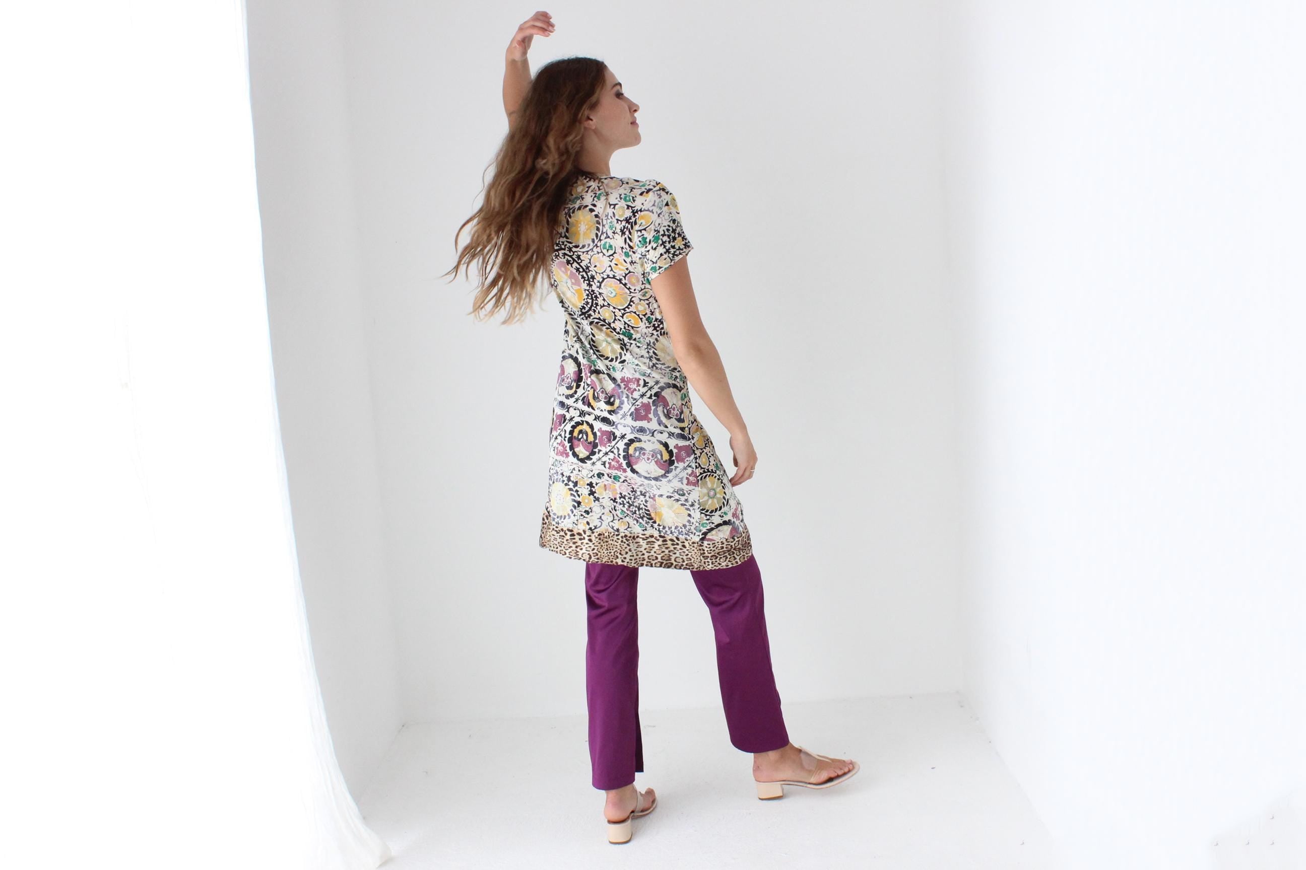 Y2K Cavalli Class Baroque Print Dress