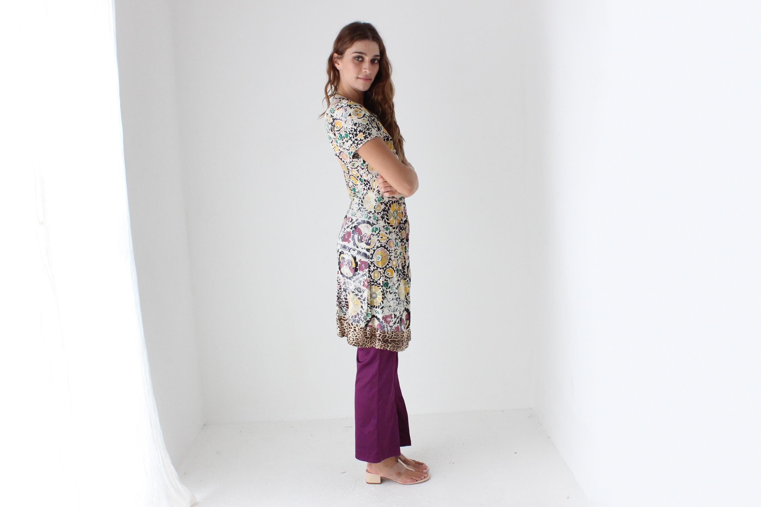 Y2K Cavalli Class Baroque Print Dress