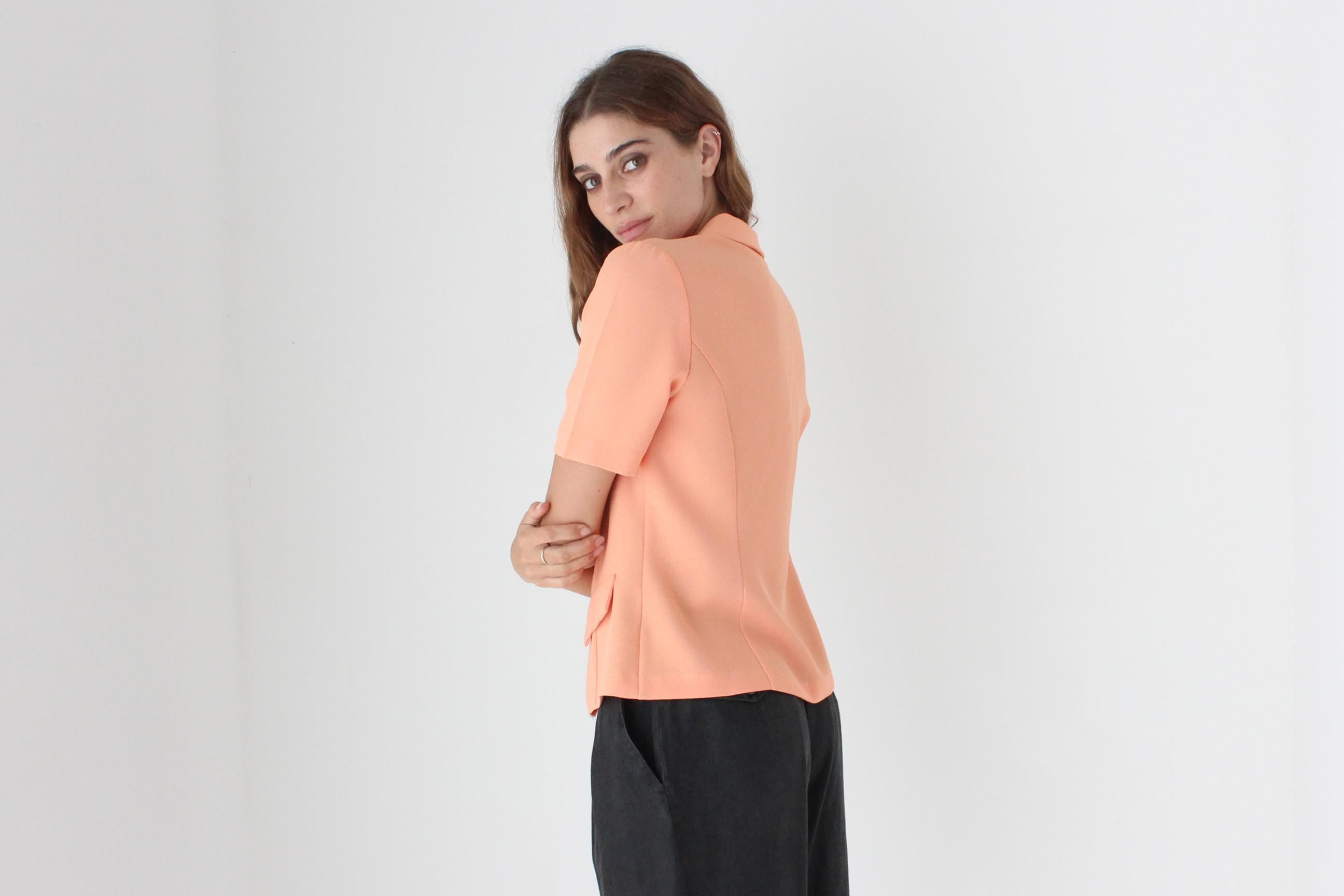 80s Sherbet Crepe Short Sleeve Button Up