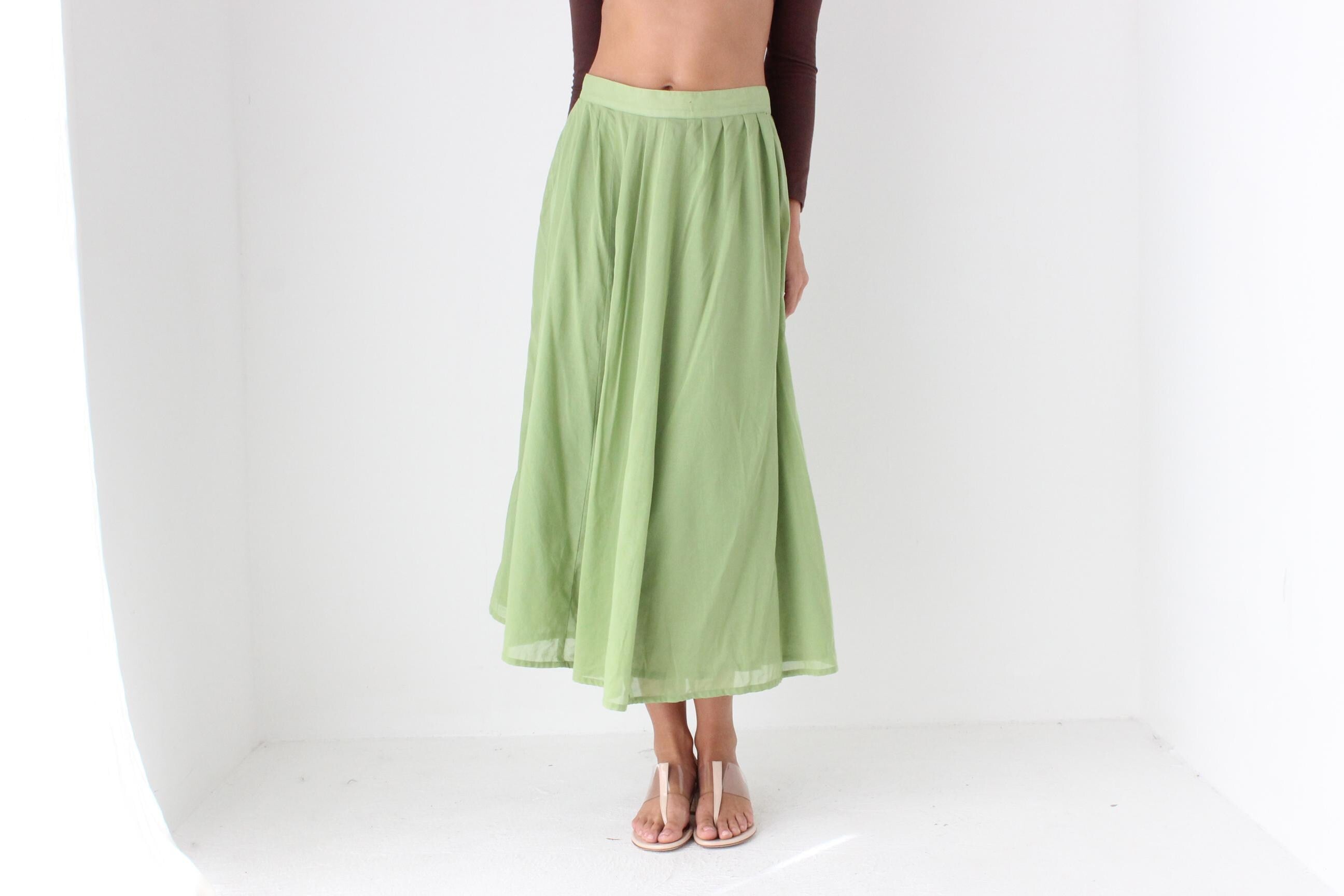 90s Laura Ashley Apple Green Cotton Skirt