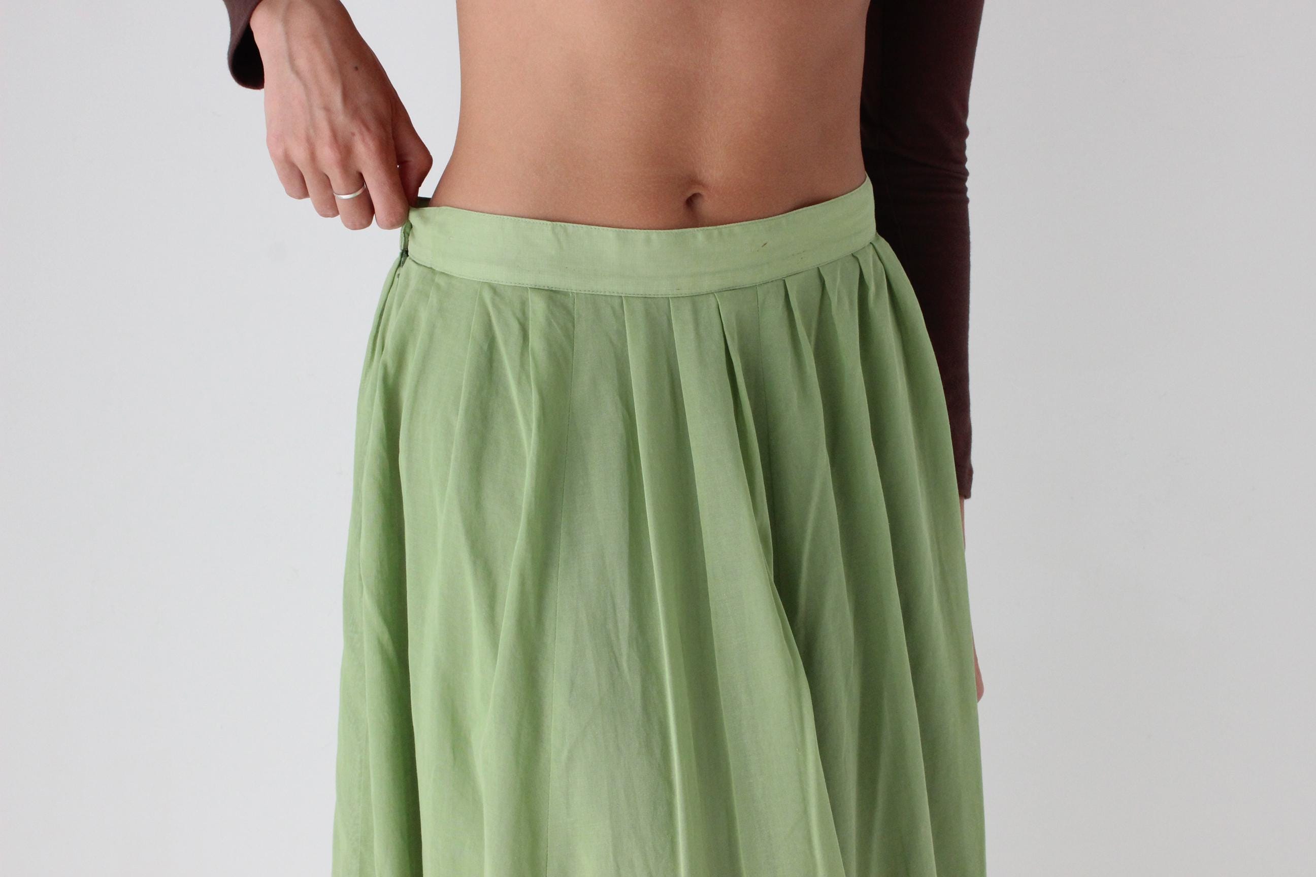 90s Laura Ashley Apple Green Cotton Skirt