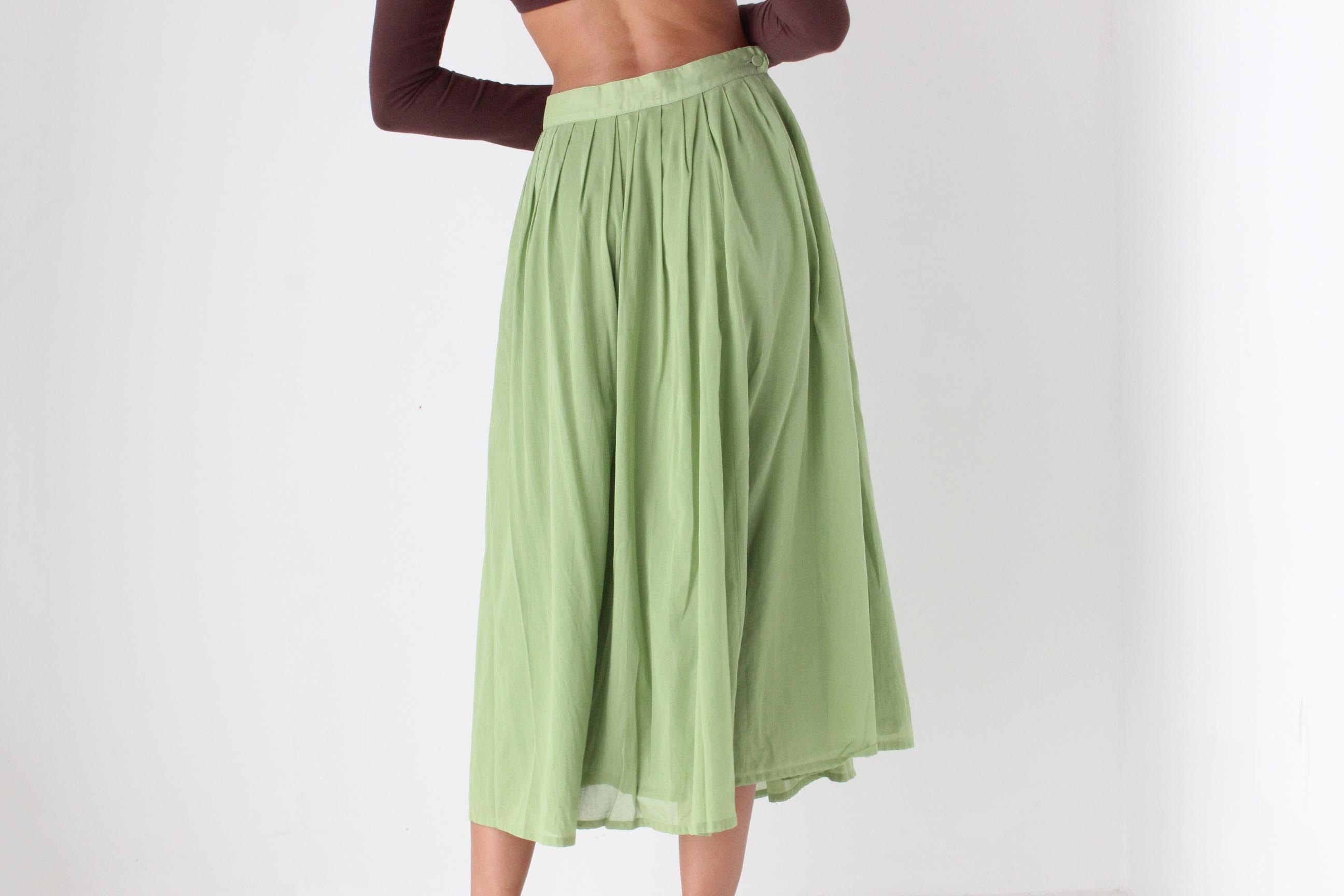 90s Laura Ashley Apple Green Cotton Skirt