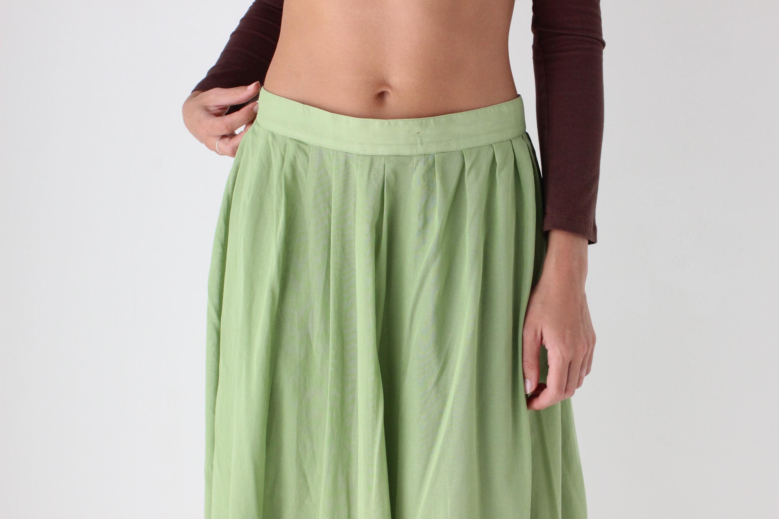90s Laura Ashley Apple Green Cotton Skirt