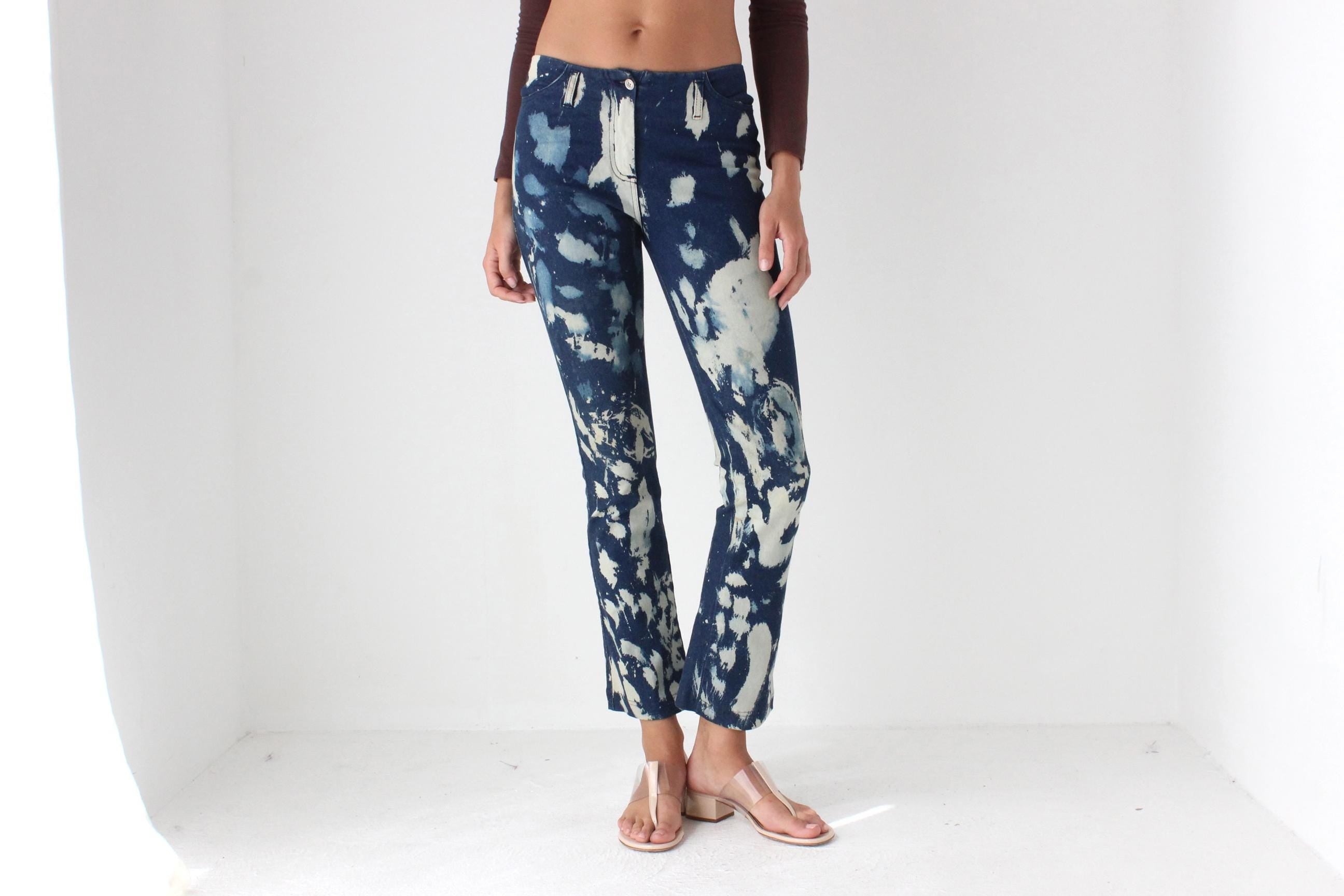 Y2K Stretch Bleached Spatter Jeans