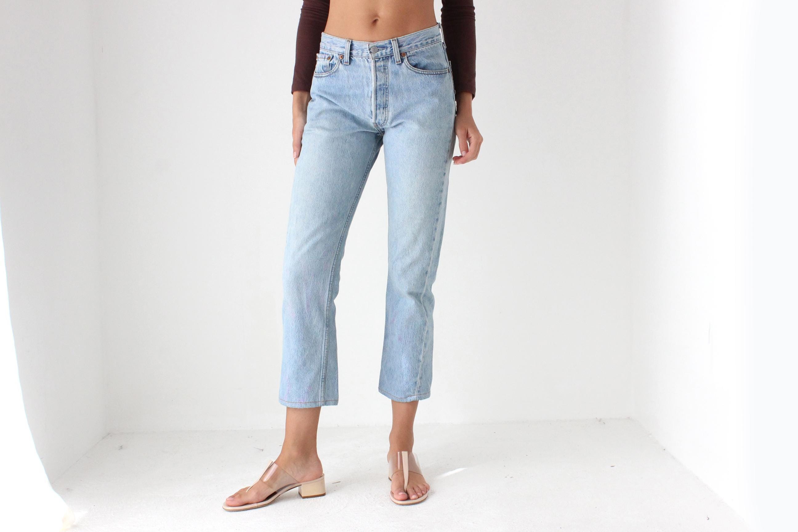 1997 LEVIS Stone Wash Cropped 501 Jeans