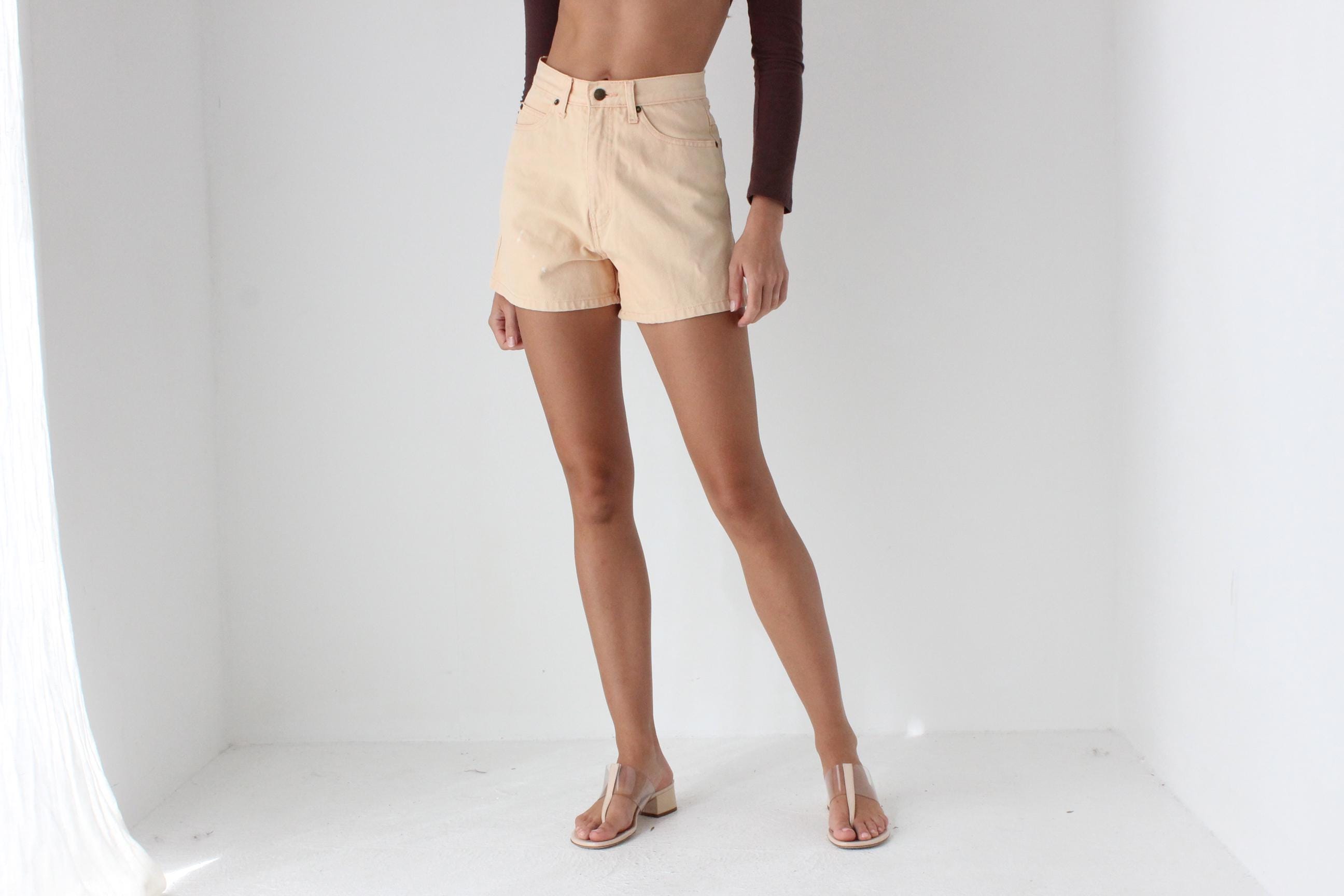 Cutest 80s Pastel Peach Denim Shorts