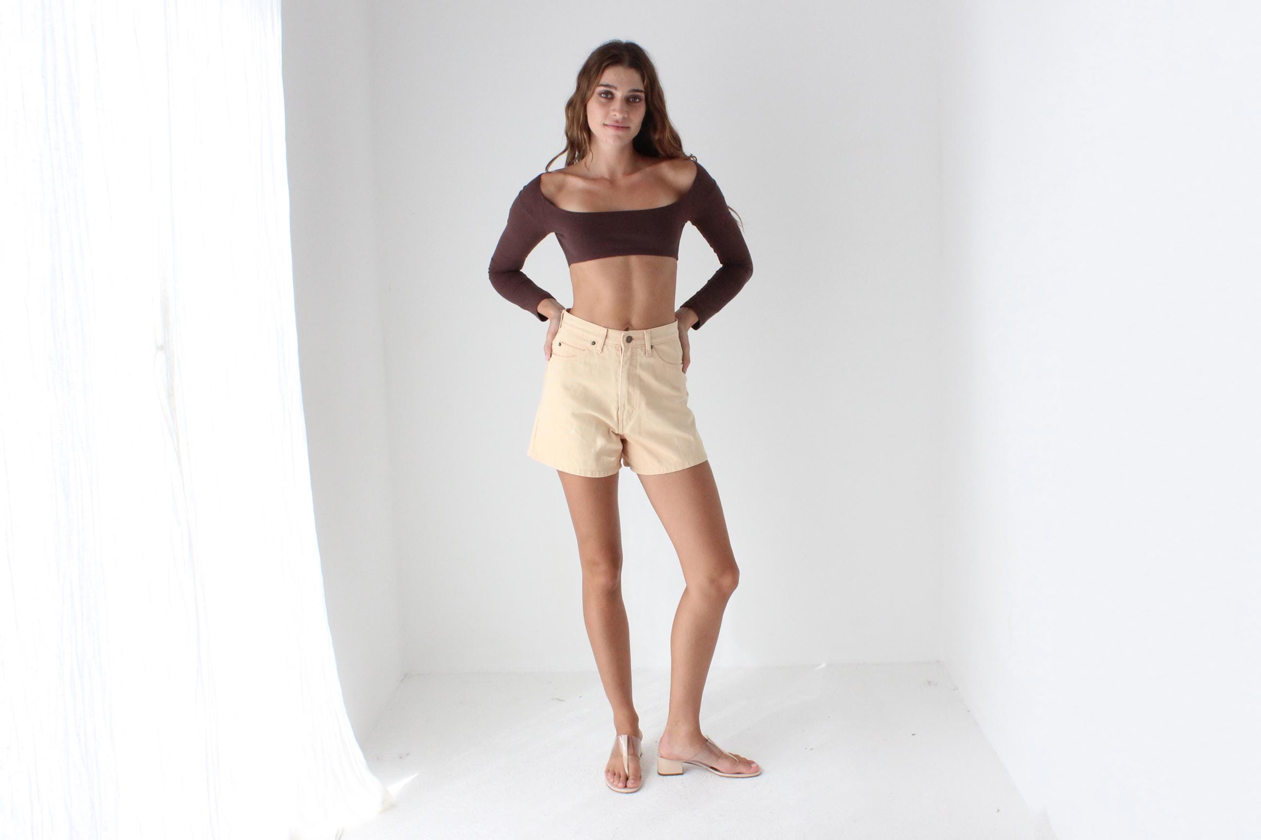 Cutest 80s Pastel Peach Denim Shorts