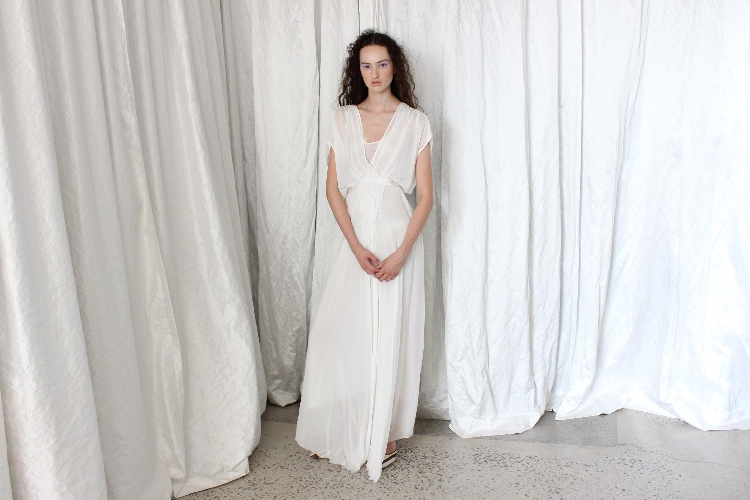 Contemporary Italian Designer Forte Forte Wispy White Silk Gown