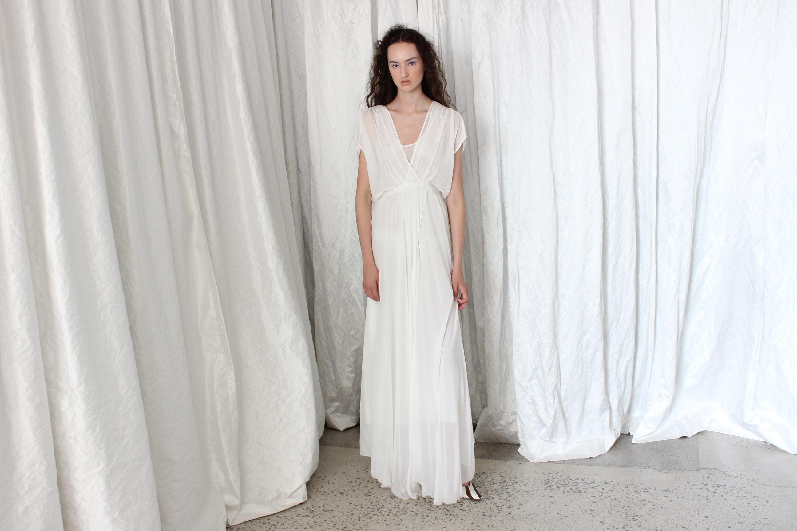Contemporary Italian Designer Forte Forte Wispy White Silk Gown