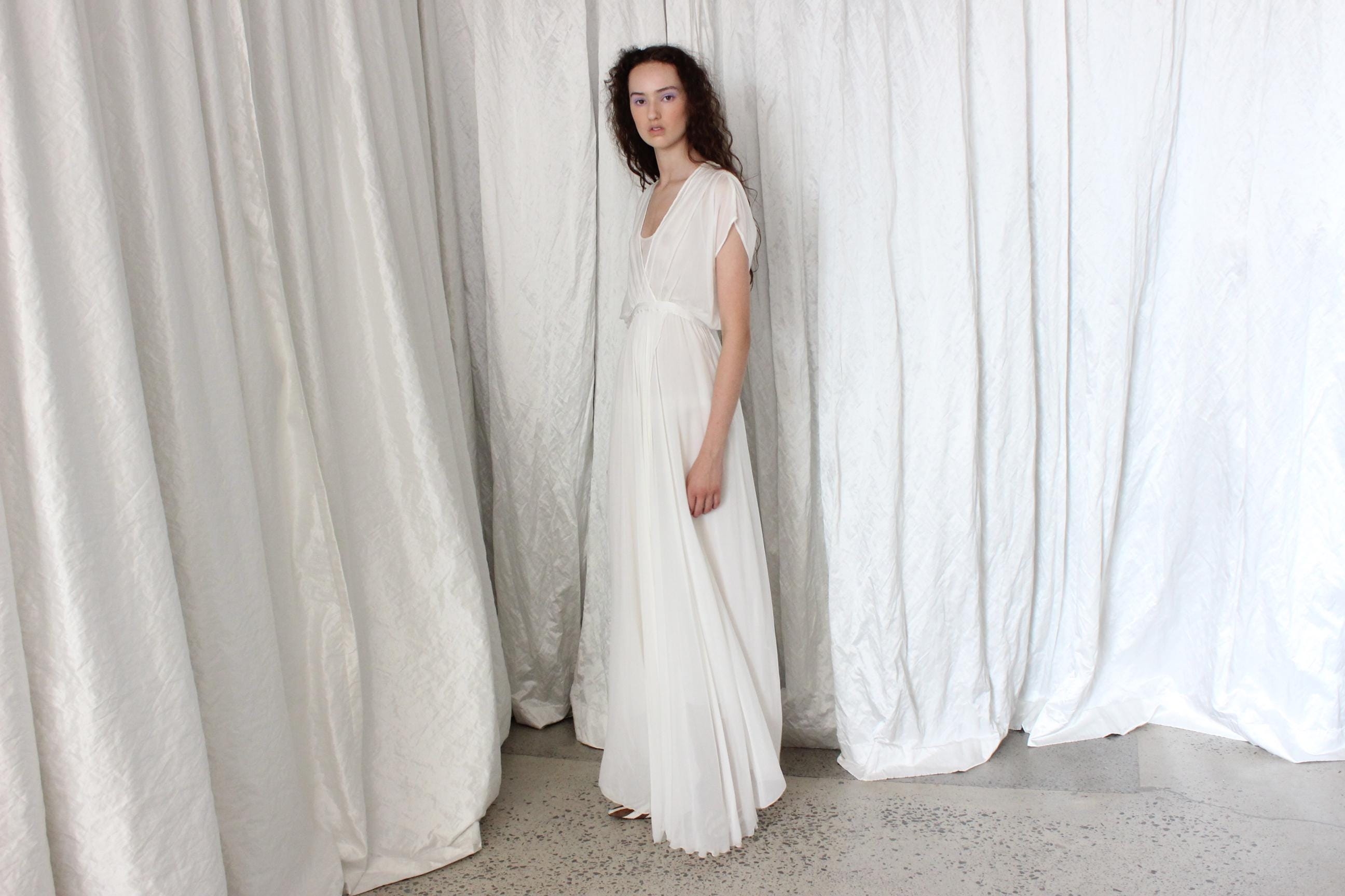 Contemporary Italian Designer Forte Forte Wispy White Silk Gown
