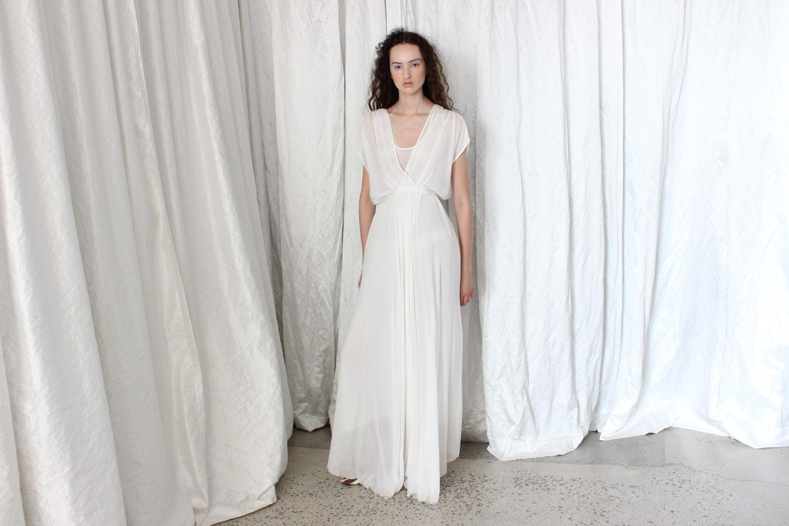 Contemporary Italian Designer Forte Forte Wispy White Silk Gown