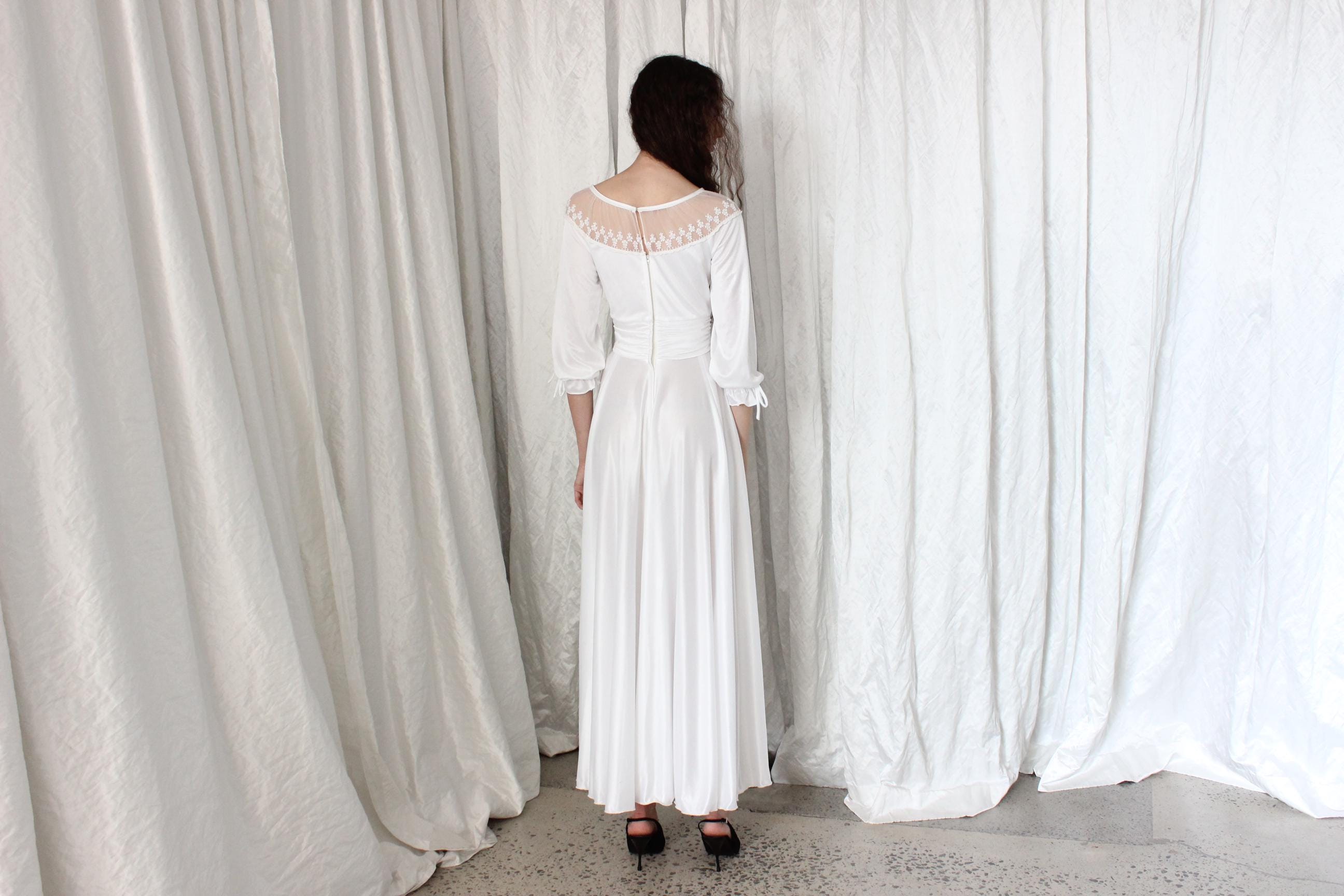 Romantic 70s Jersey & Lace Wedding Gown