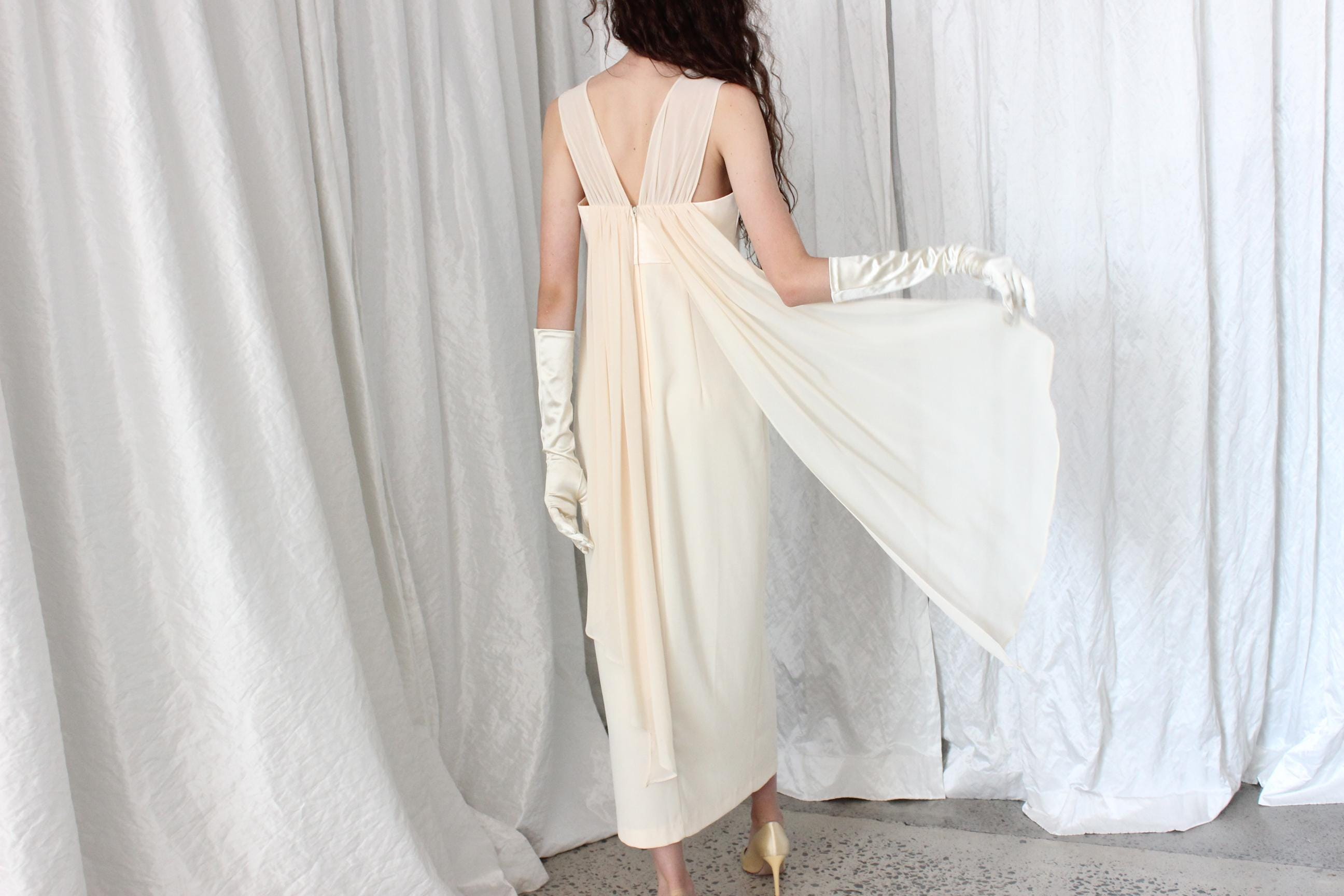 90s Minimal Buttercream Column Gown