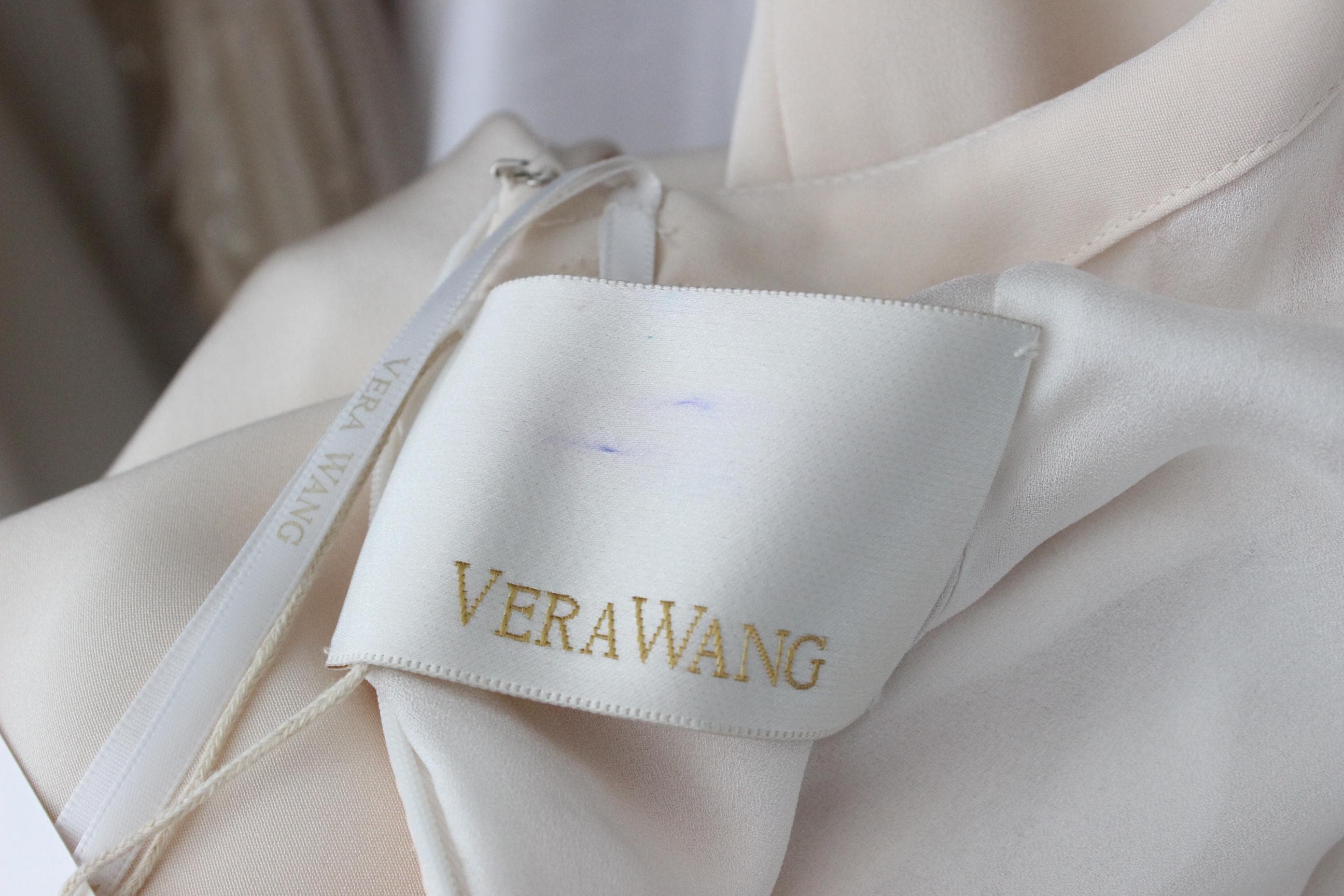 90s VERA WANG Black & Cream Silk Bateau Neck Column Dress