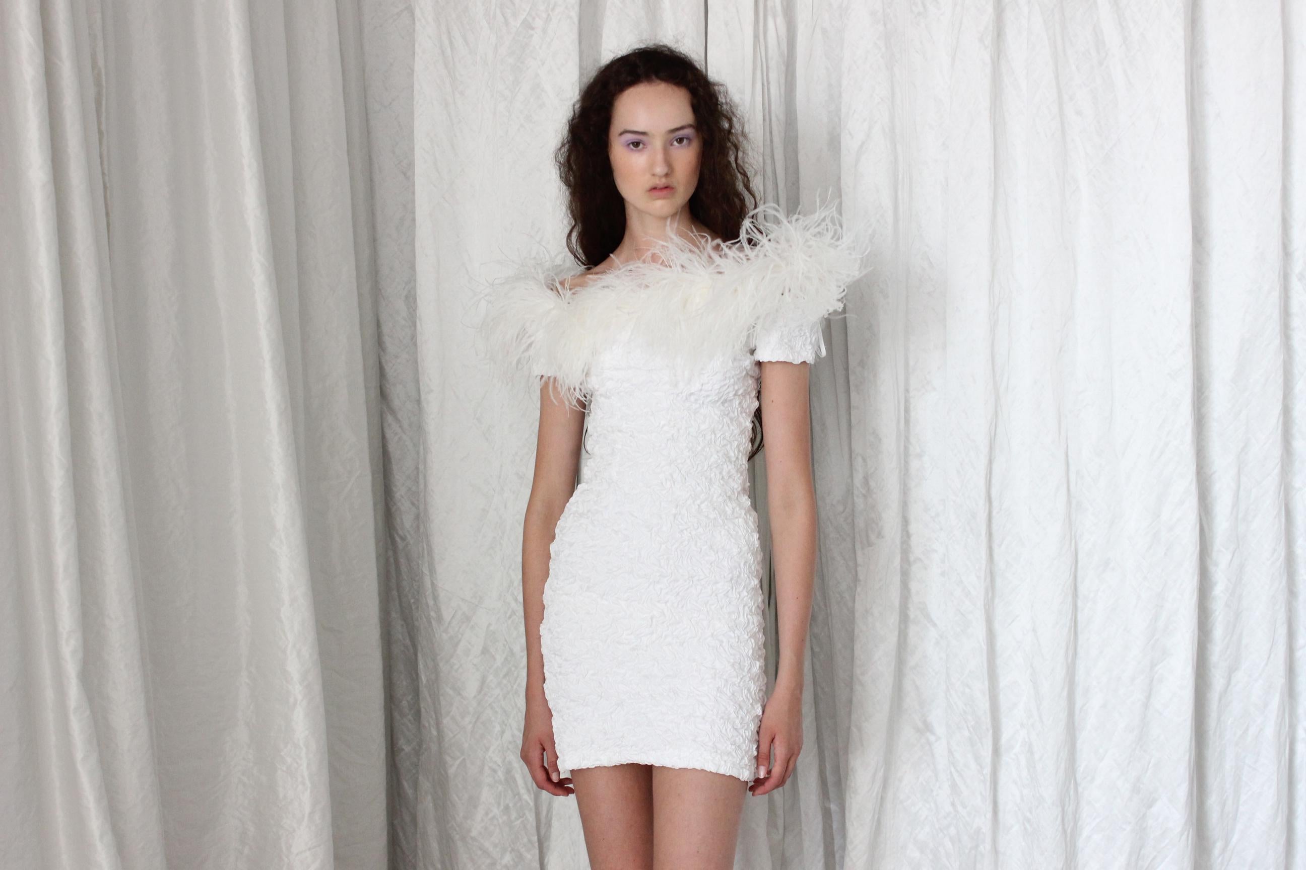80s Popcorn Stretch & Ostrich Feather Mini