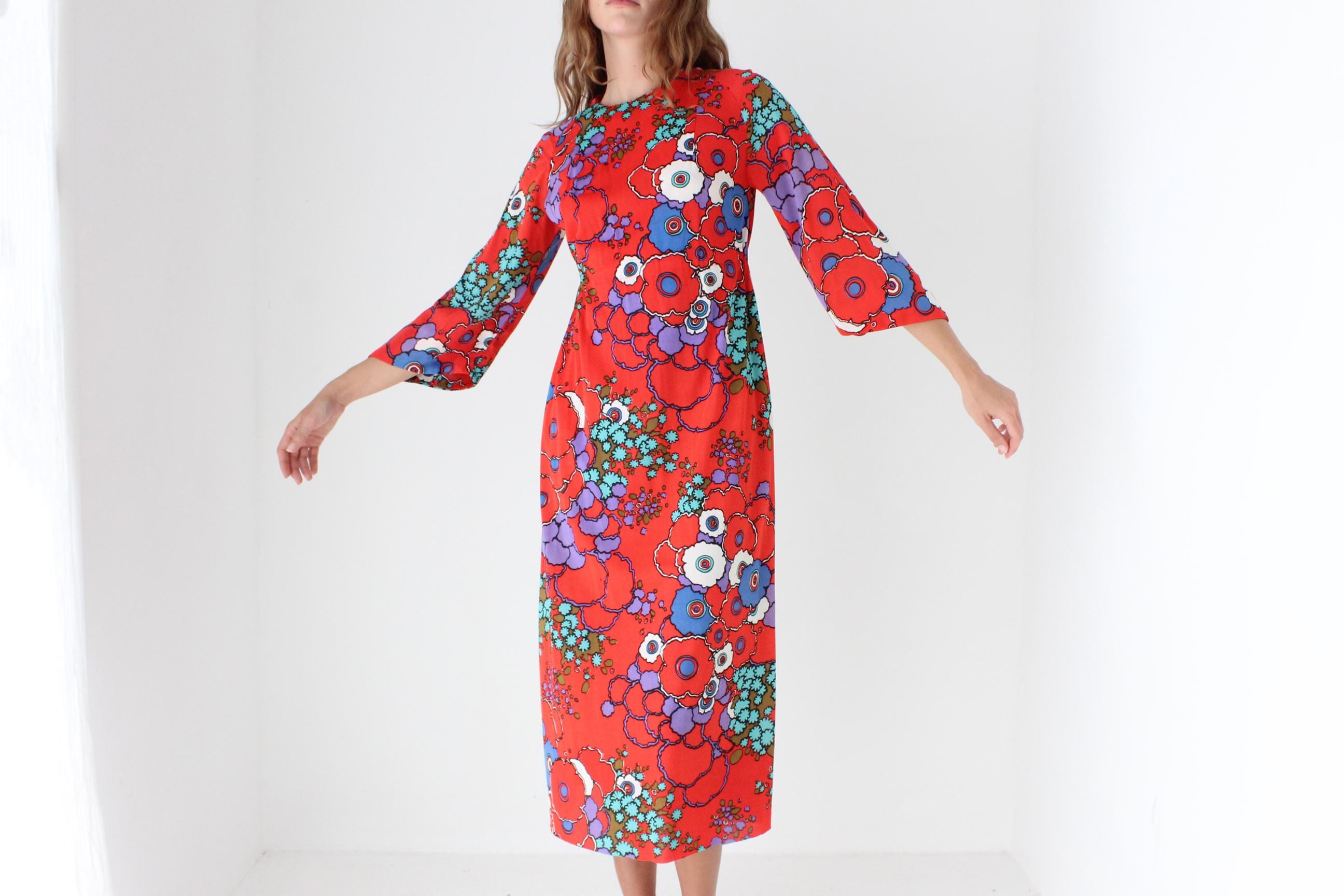 Funky 70s Vibrant & Poppy Psychedelic Dress