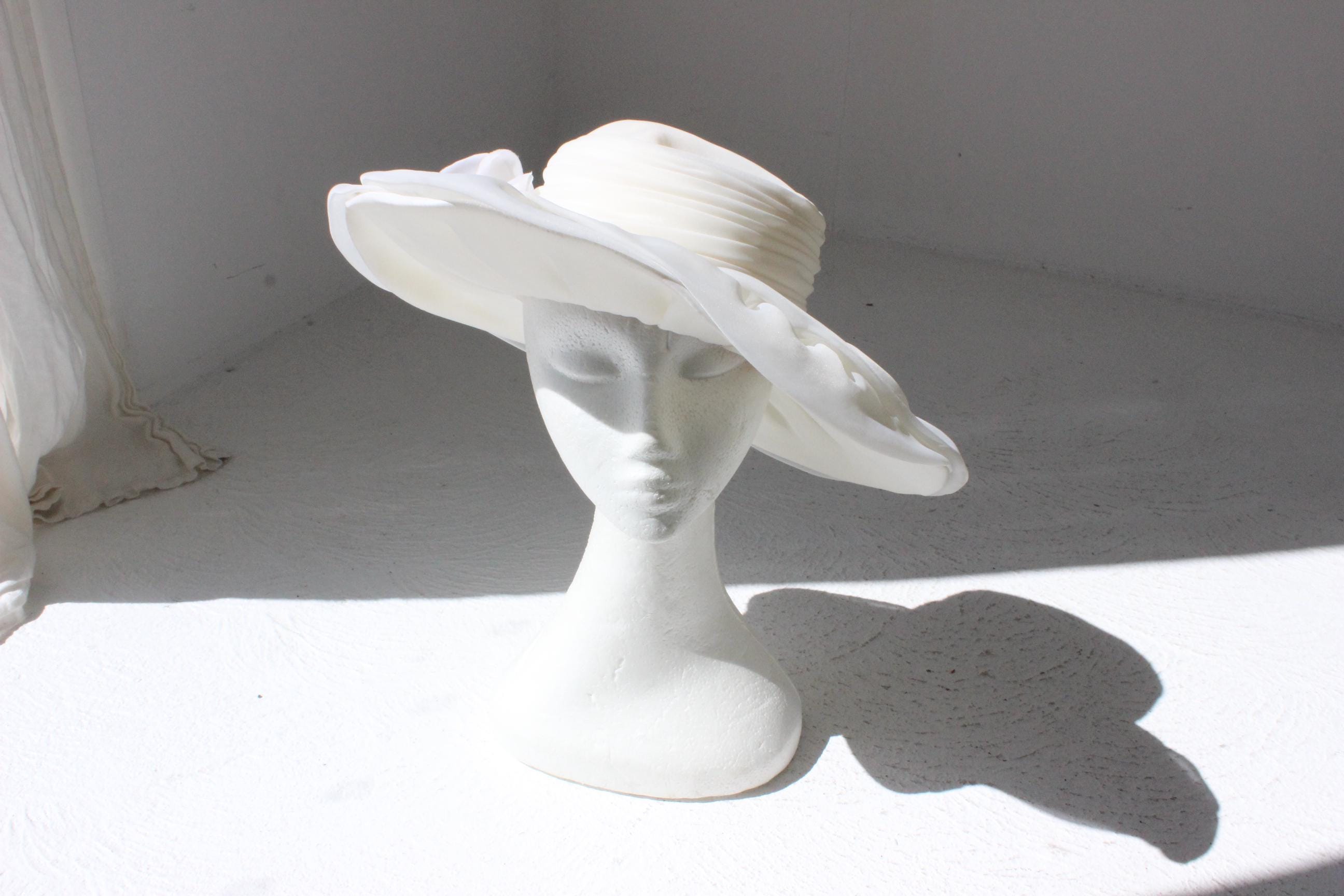 70s Bianca Jagger Ivory Wide Brim Hat