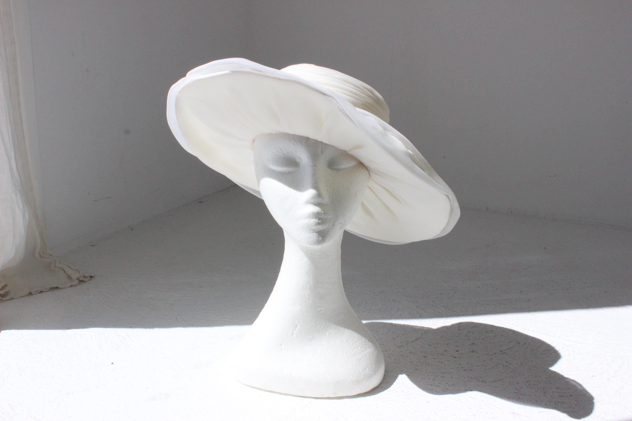70s Bianca Jagger Ivory Wide Brim Hat