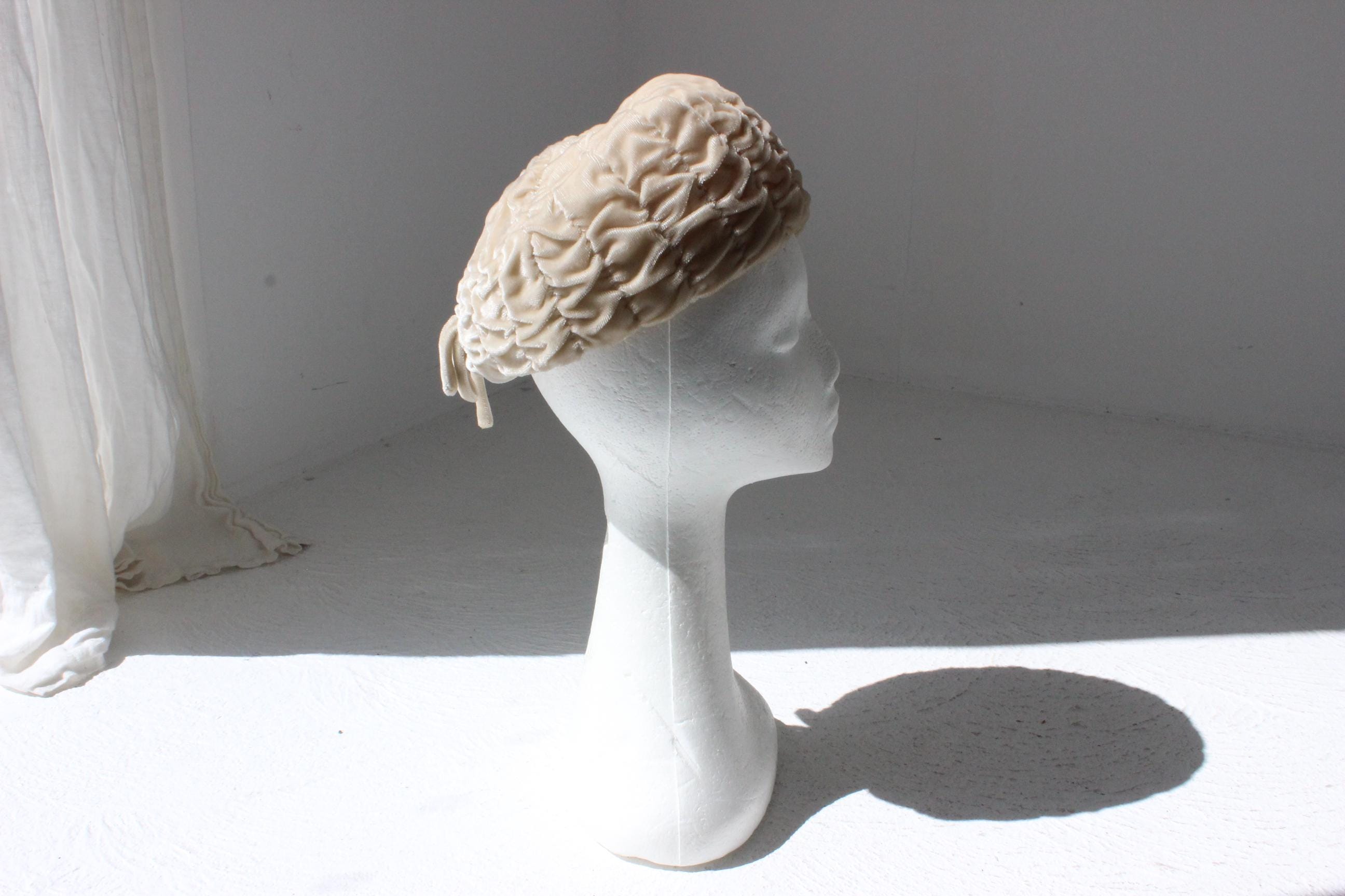 60s Ruched Velvet Sculptural Hat