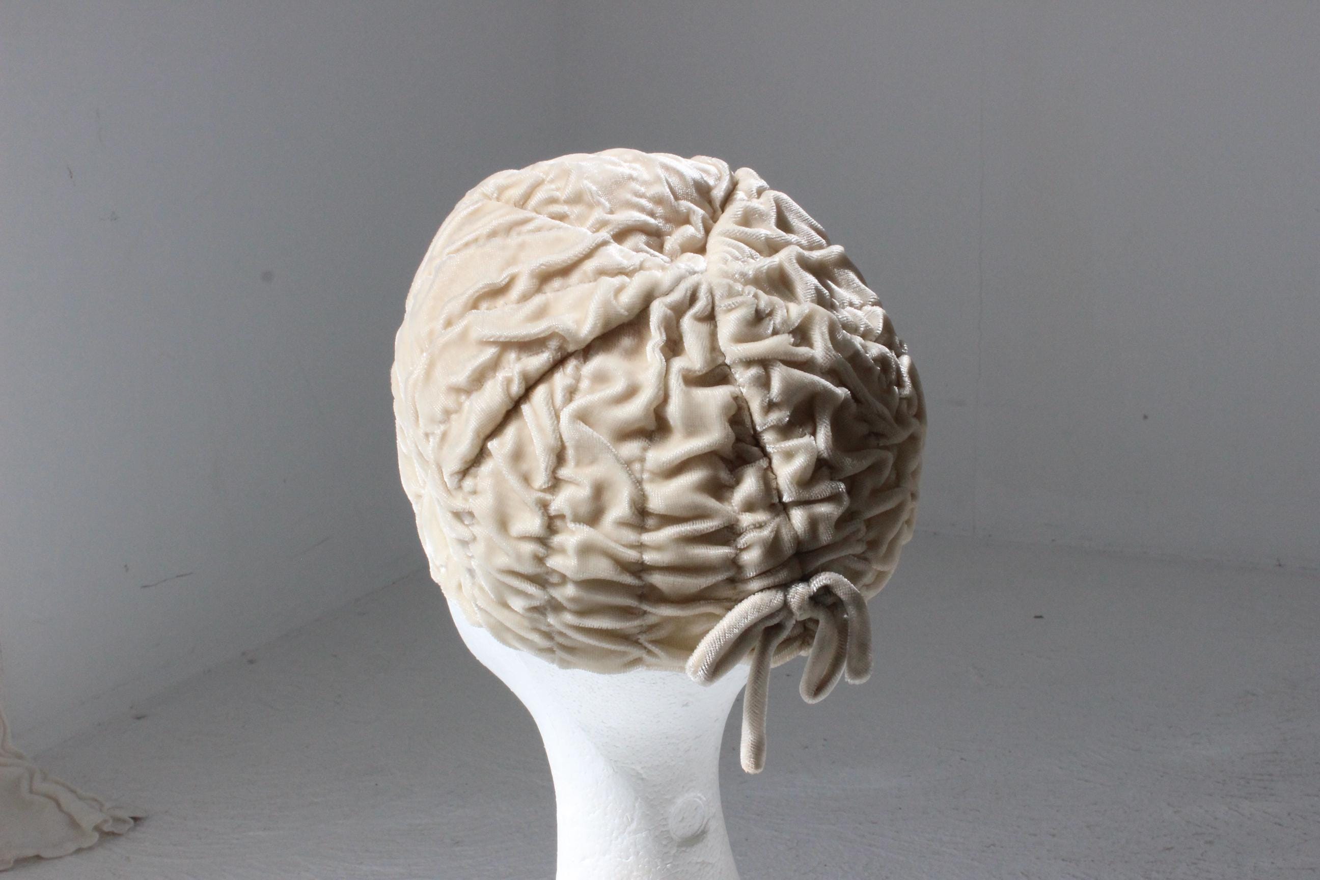 60s Ruched Velvet Sculptural Hat