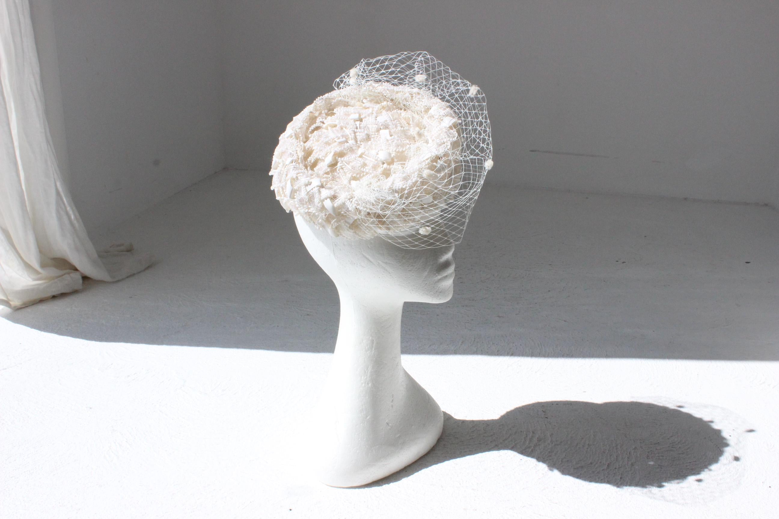 60s Raffia Veil Hat