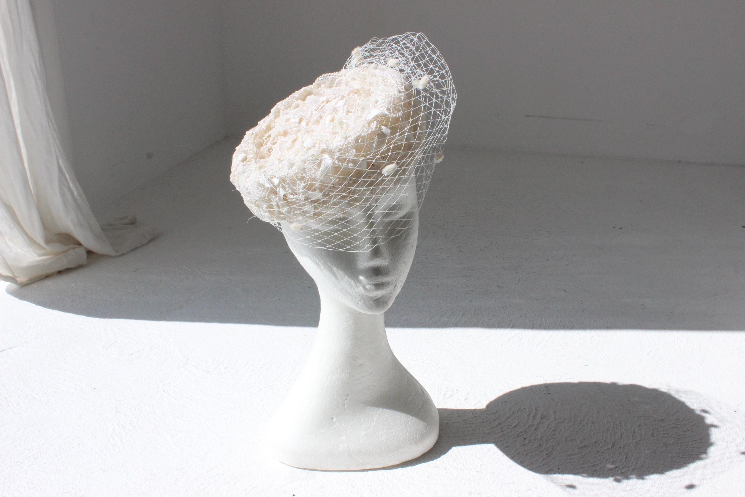 60s Raffia Veil Hat