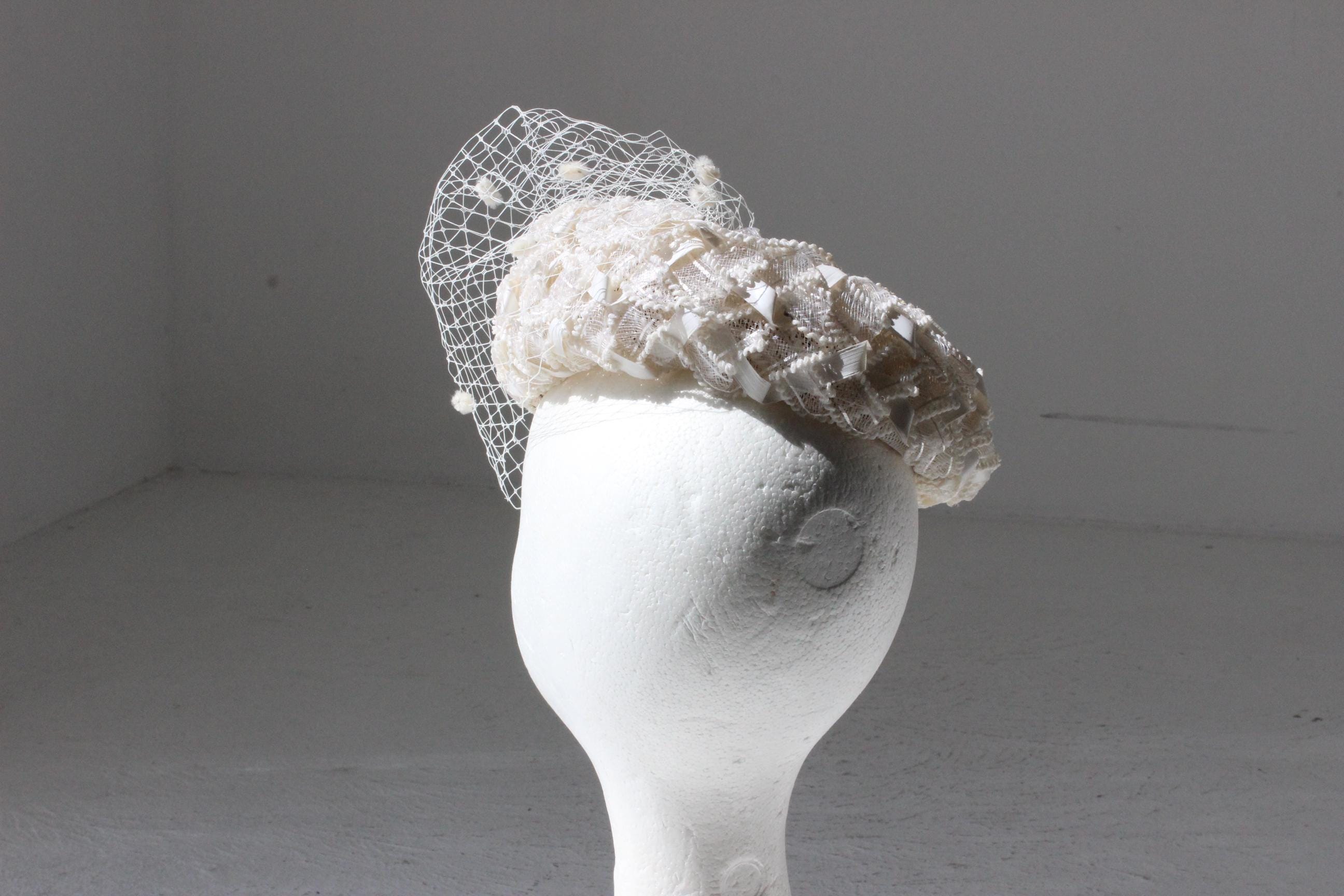 60s Raffia Veil Hat