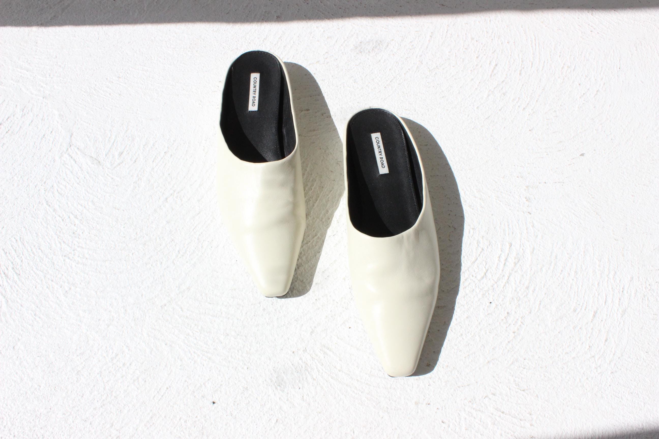 Contemporary Ecru Leather Slip Ons - Euro 40