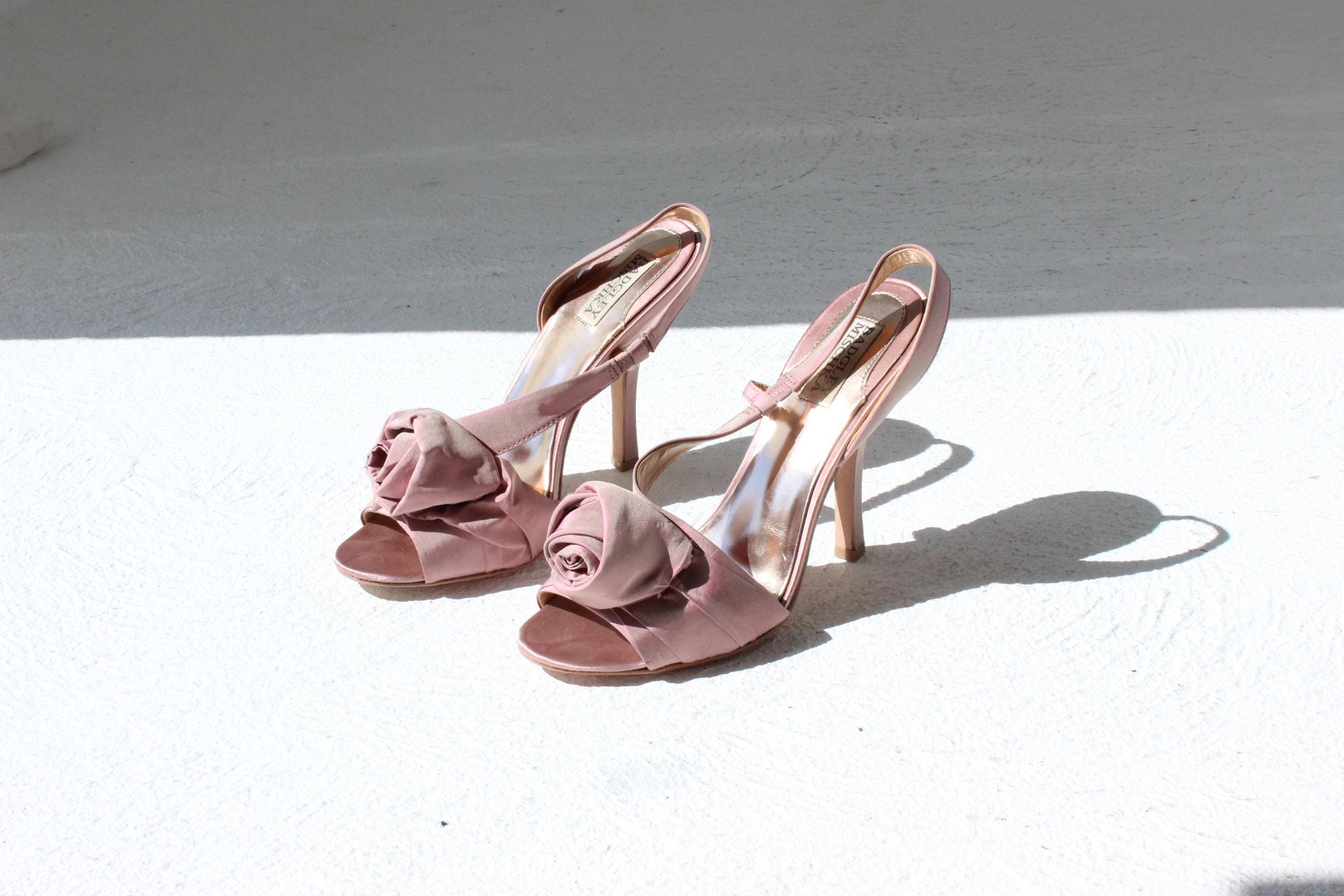 Y2K Pink Taffeta Rosette Heels - Euro 38.5