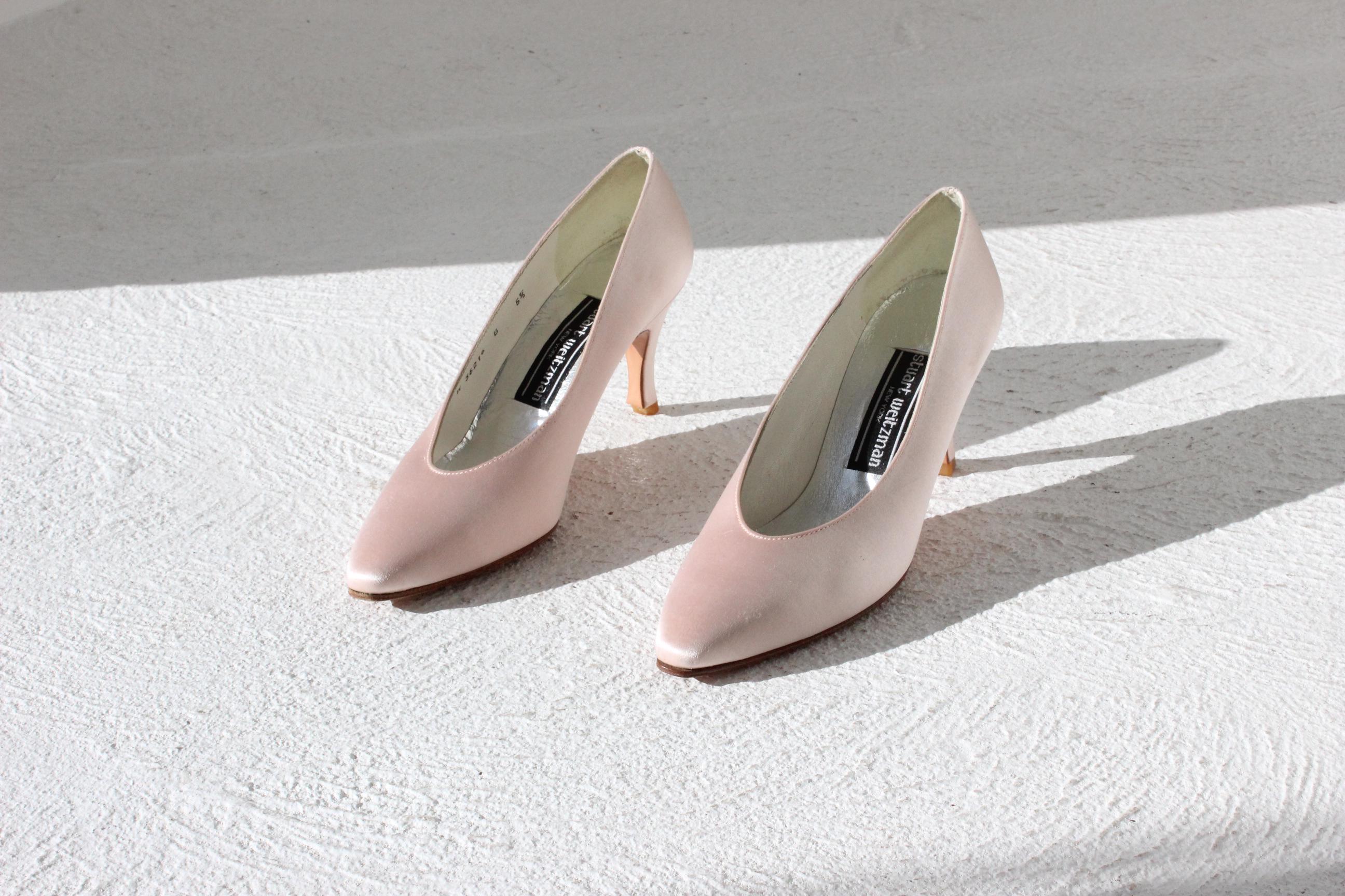 90s Stuart Weitzman Ballet Pink Satin Pumps - Euro 35