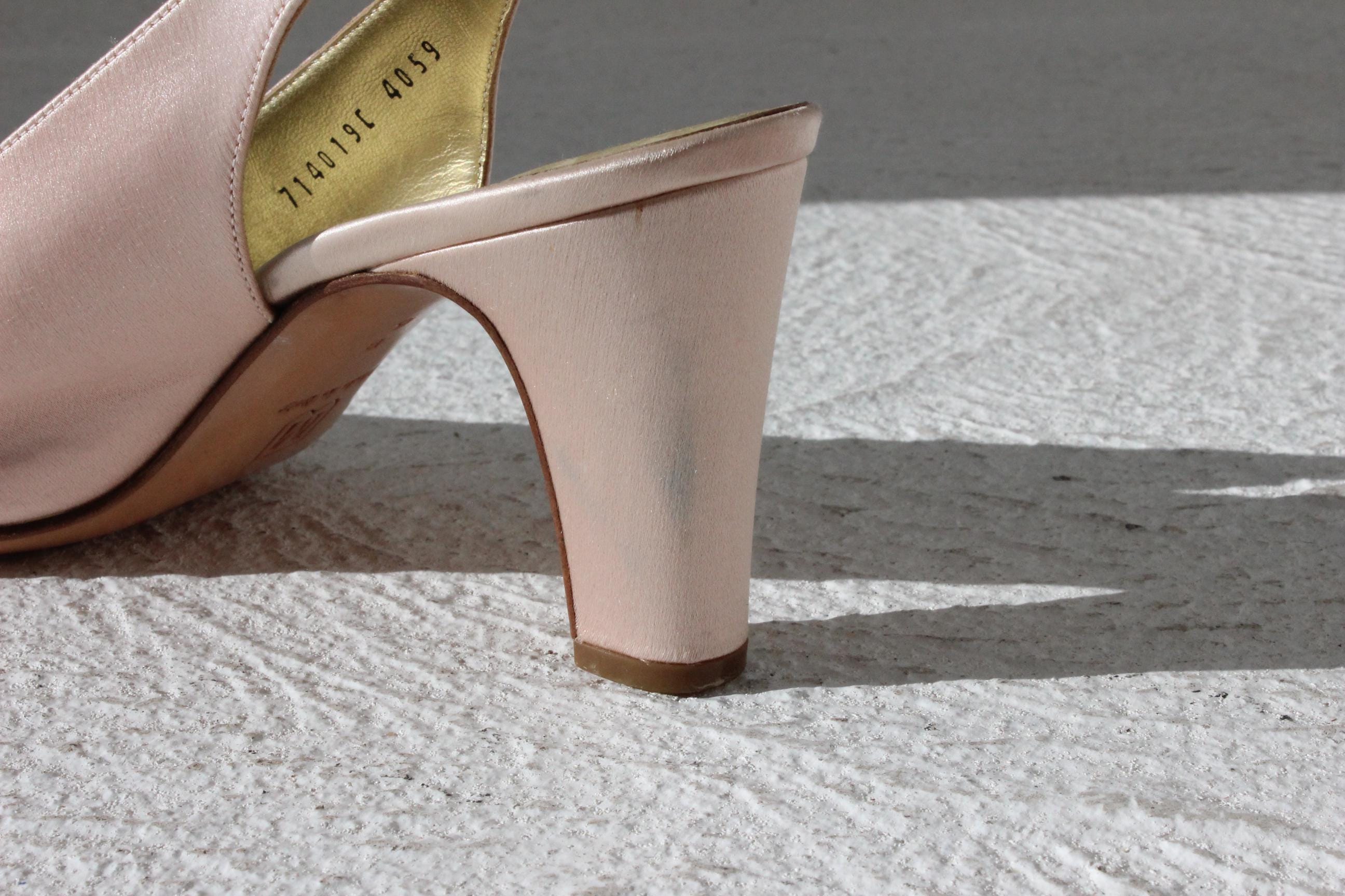 90s Bruno Magli Ballet Pink Satin Heels - Euro 36