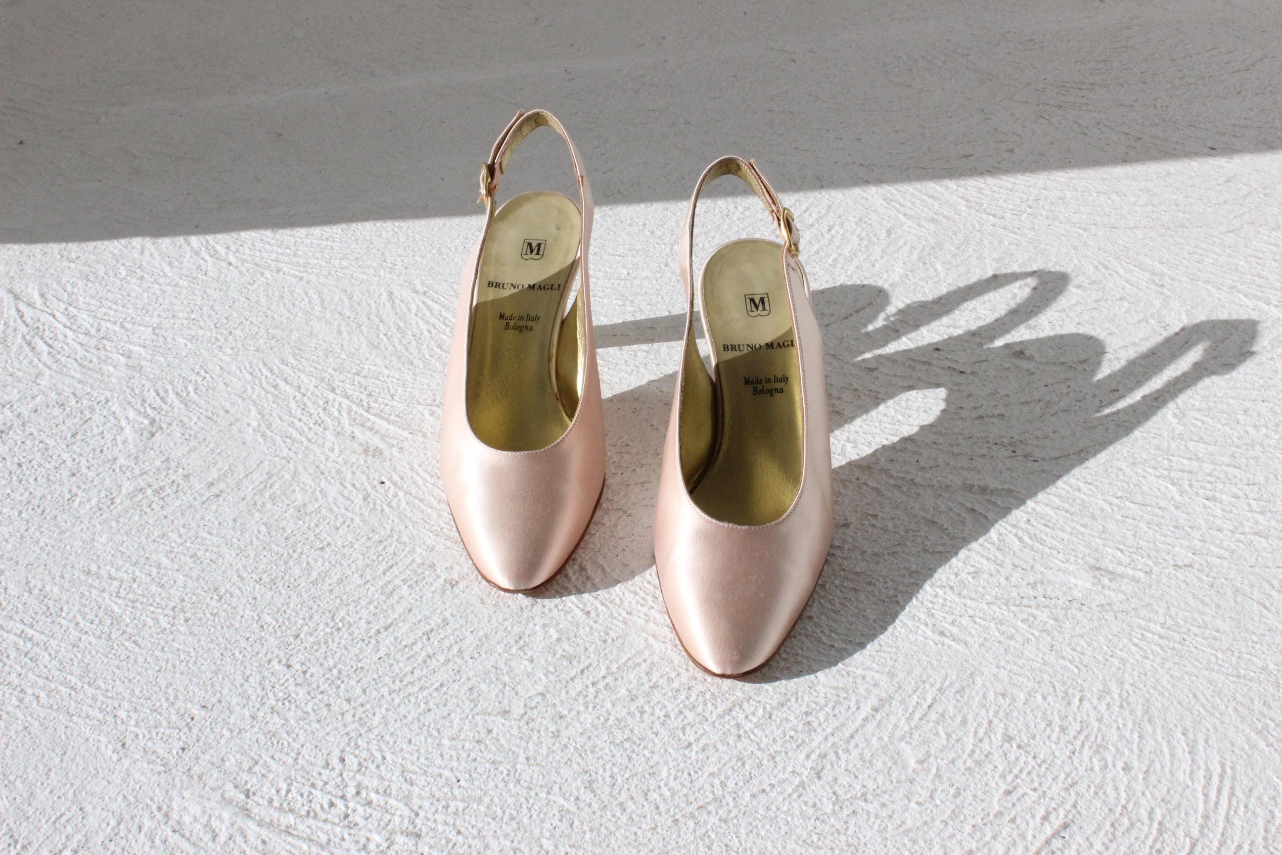90s Bruno Magli Ballet Pink Satin Heels - Euro 36