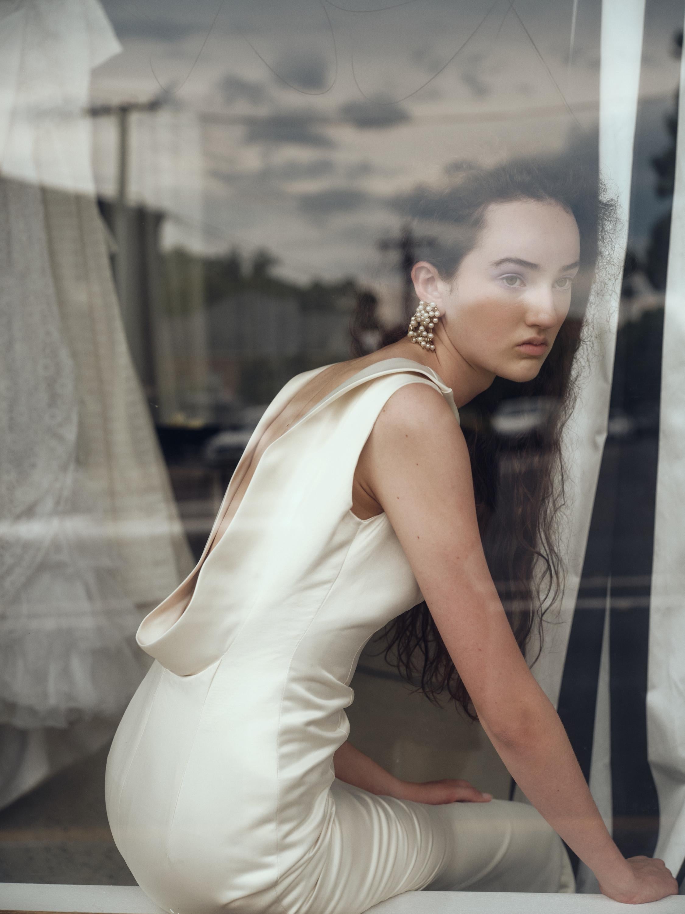 The Most Chic 90s Duchess Satin High Neck Hourglass Mermaid Gown