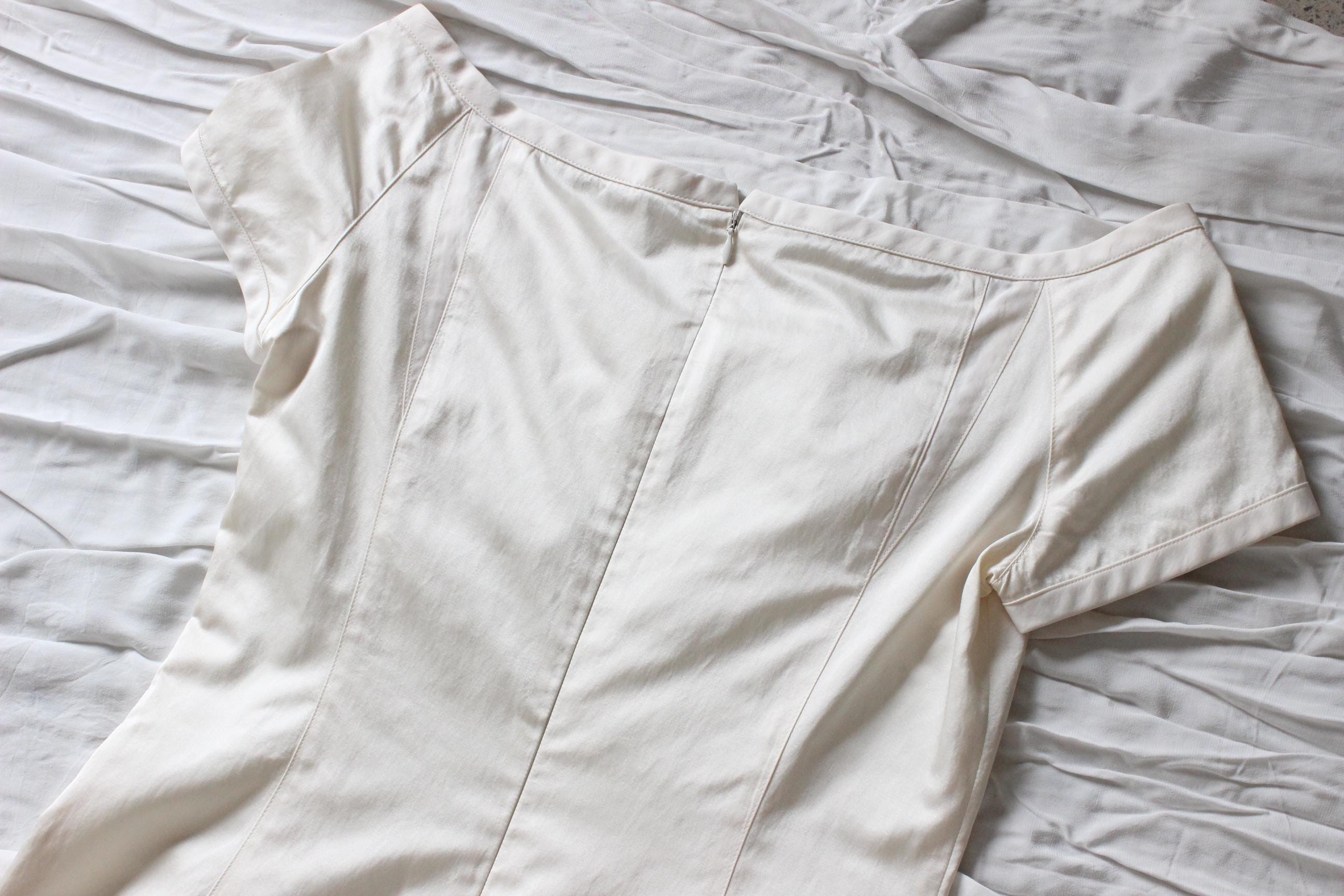 2000s Narcisco Rodriguez Silk Open Neck Short Sleeve Mini
