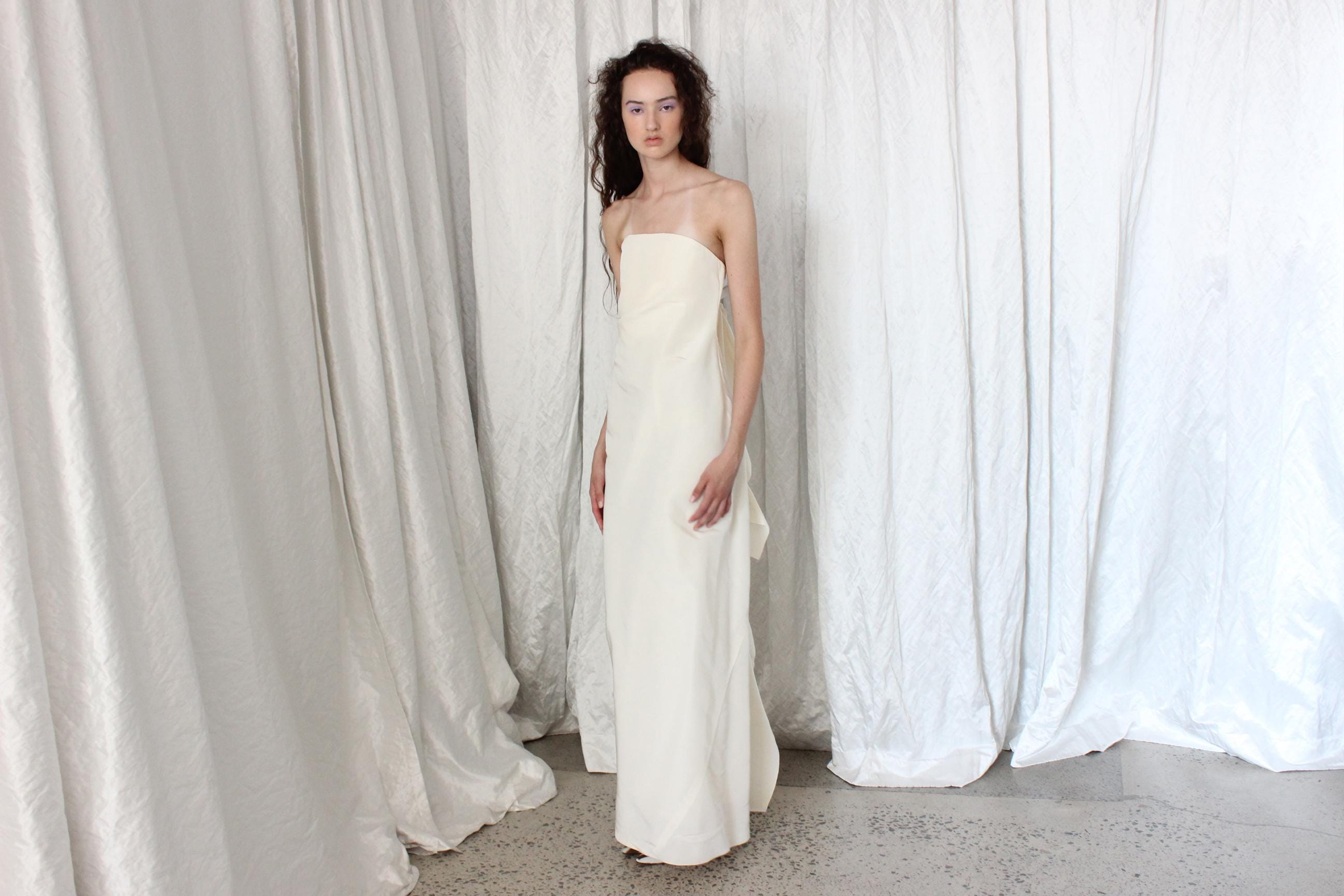 2013 LANVIN Blanche by Alber Elbaz Strapless Silk Faille Column Gown w/ Ruffle