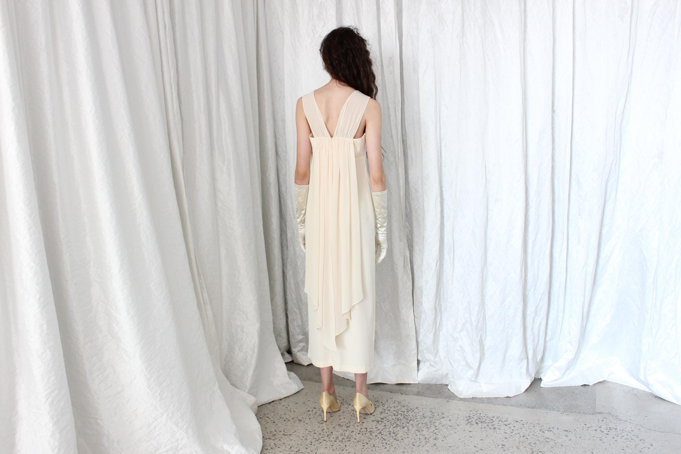 90s Minimal Buttercream Column Gown