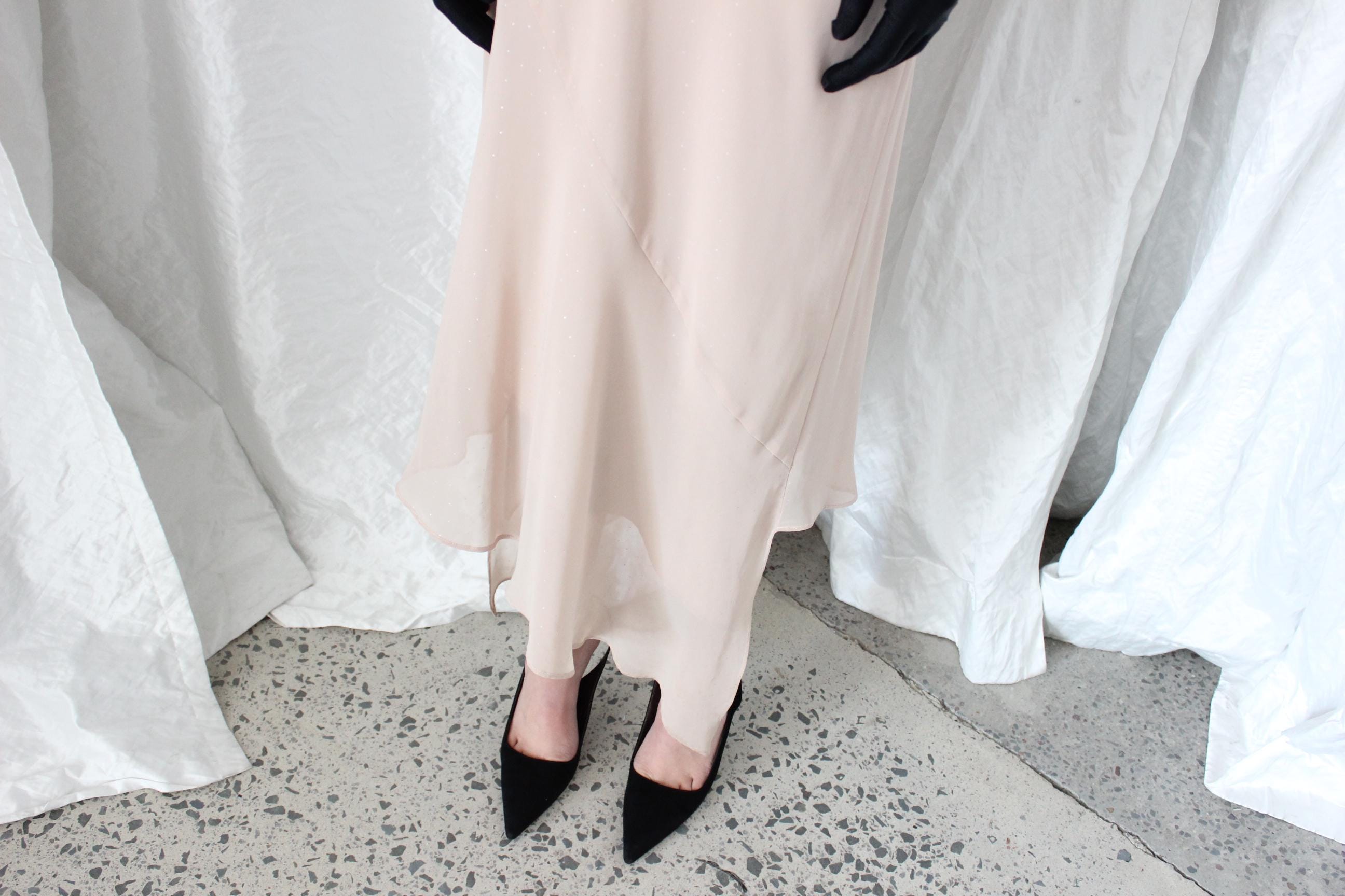 Sexy Y2K Bias Cut Asymmetric Tan Spaghetti Strap Slip