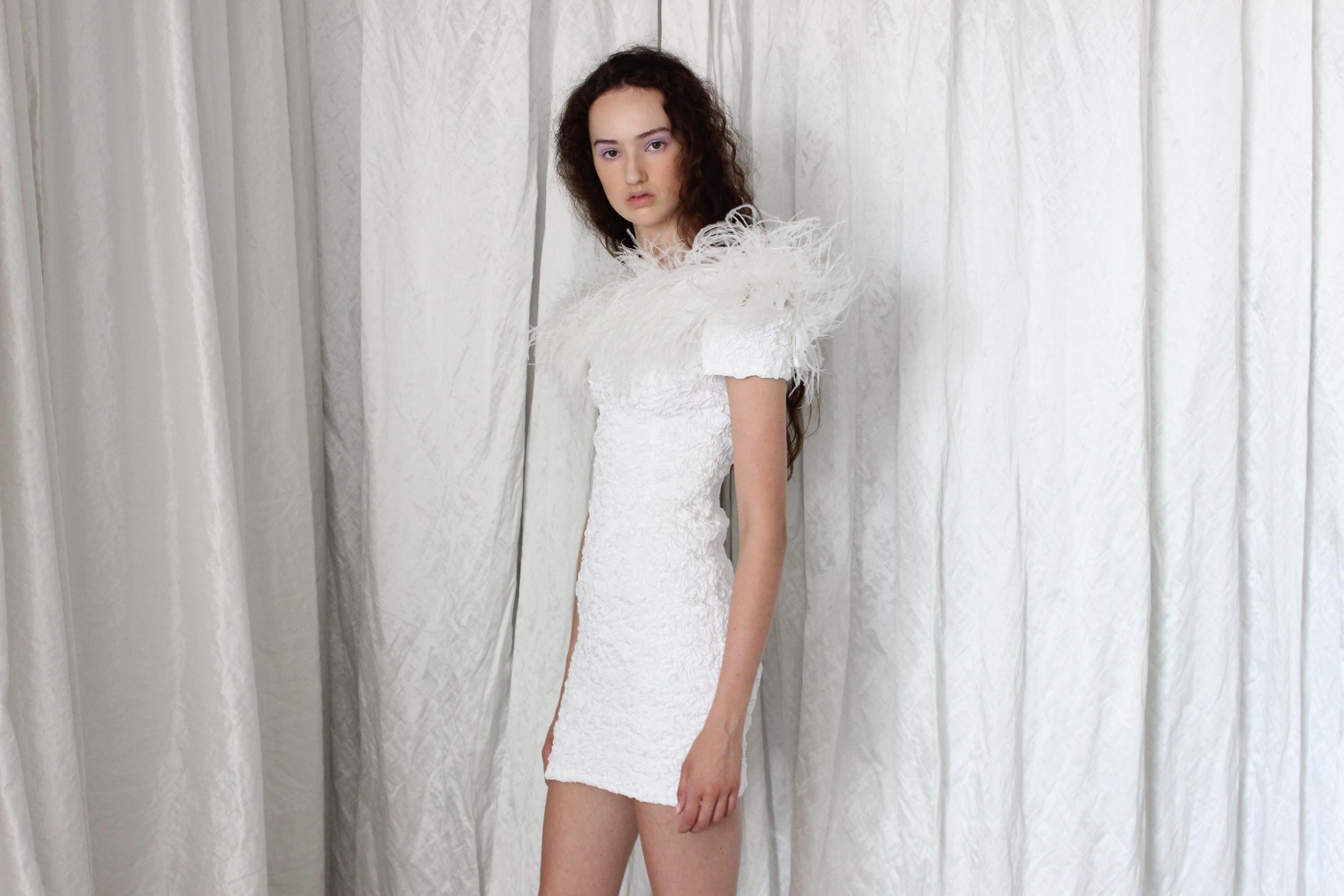 80s Popcorn Stretch & Ostrich Feather Mini