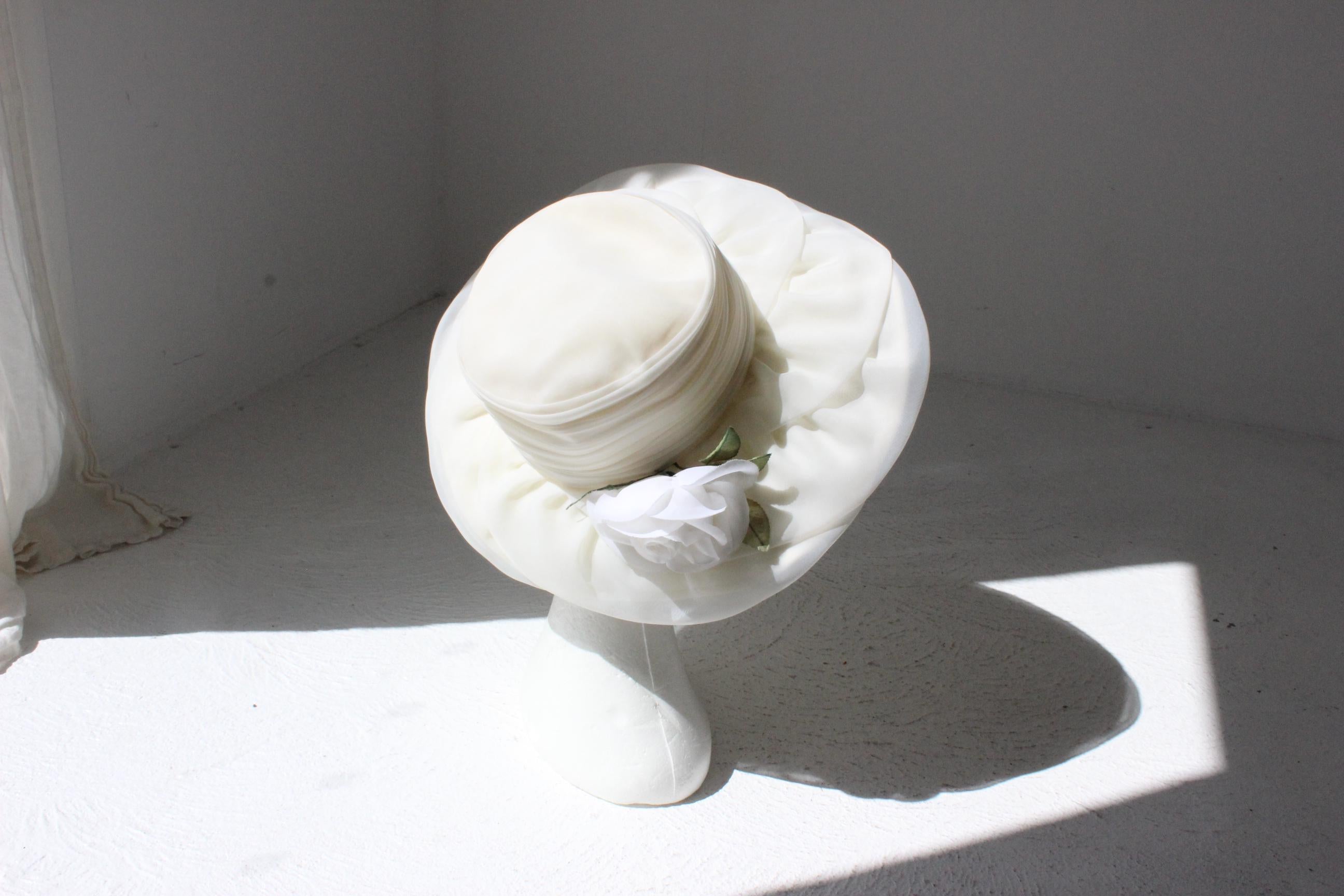 70s Bianca Jagger Ivory Wide Brim Hat