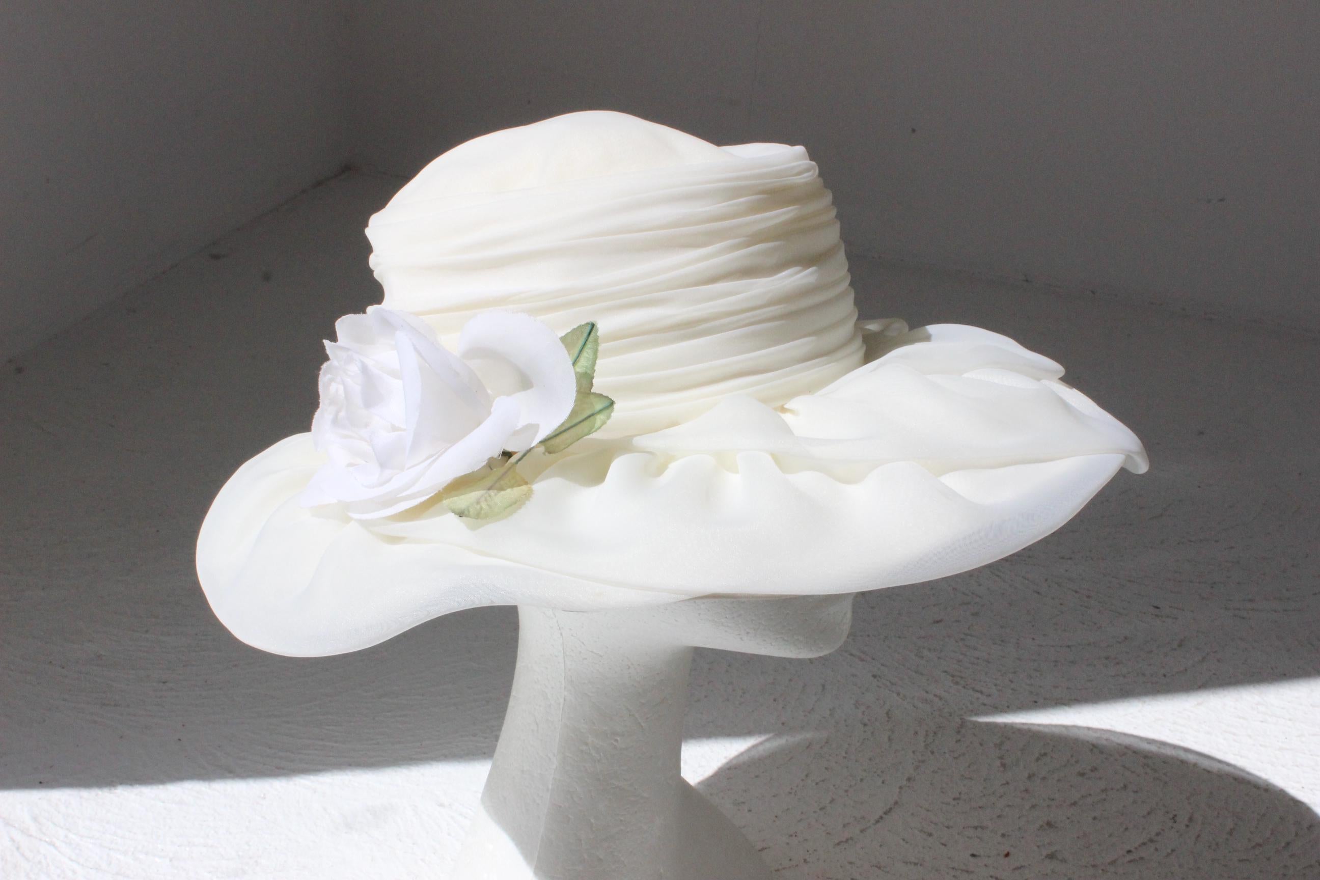 70s Bianca Jagger Ivory Wide Brim Hat