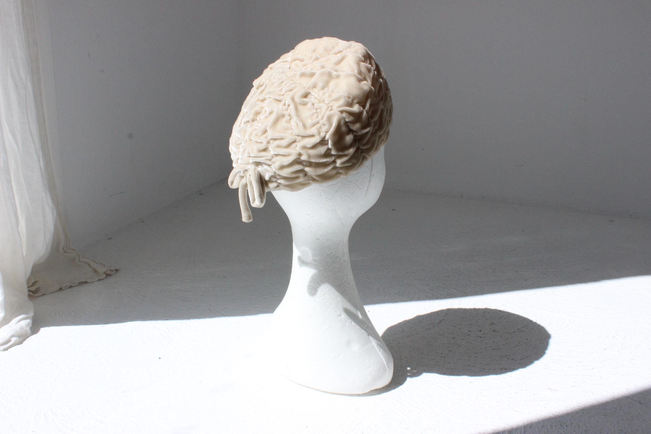 60s Ruched Velvet Sculptural Hat