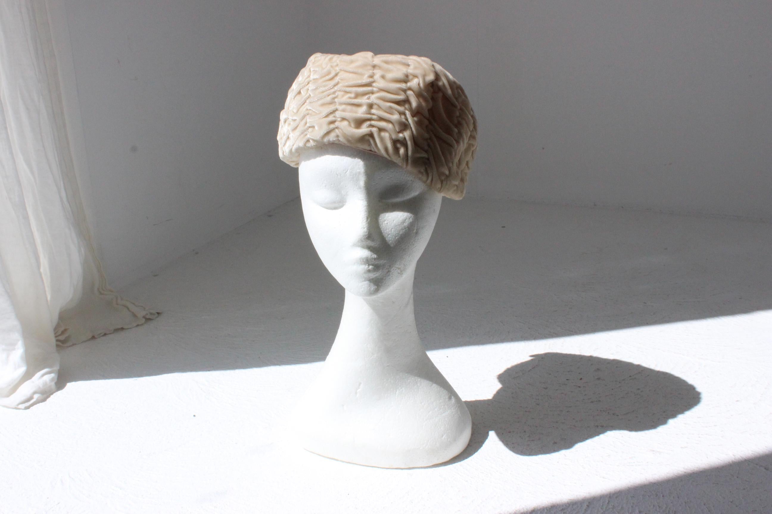 60s Ruched Velvet Sculptural Hat