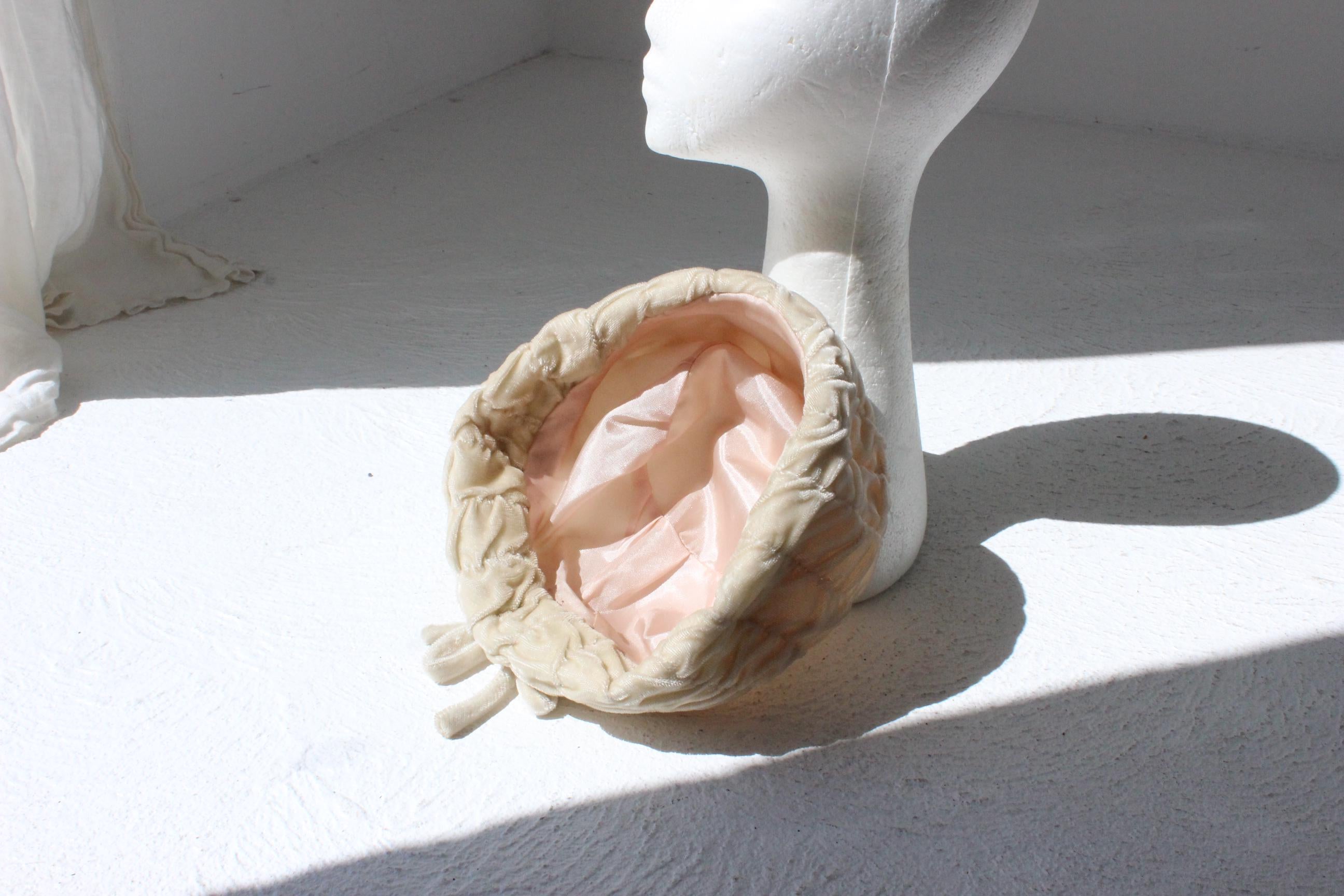60s Ruched Velvet Sculptural Hat