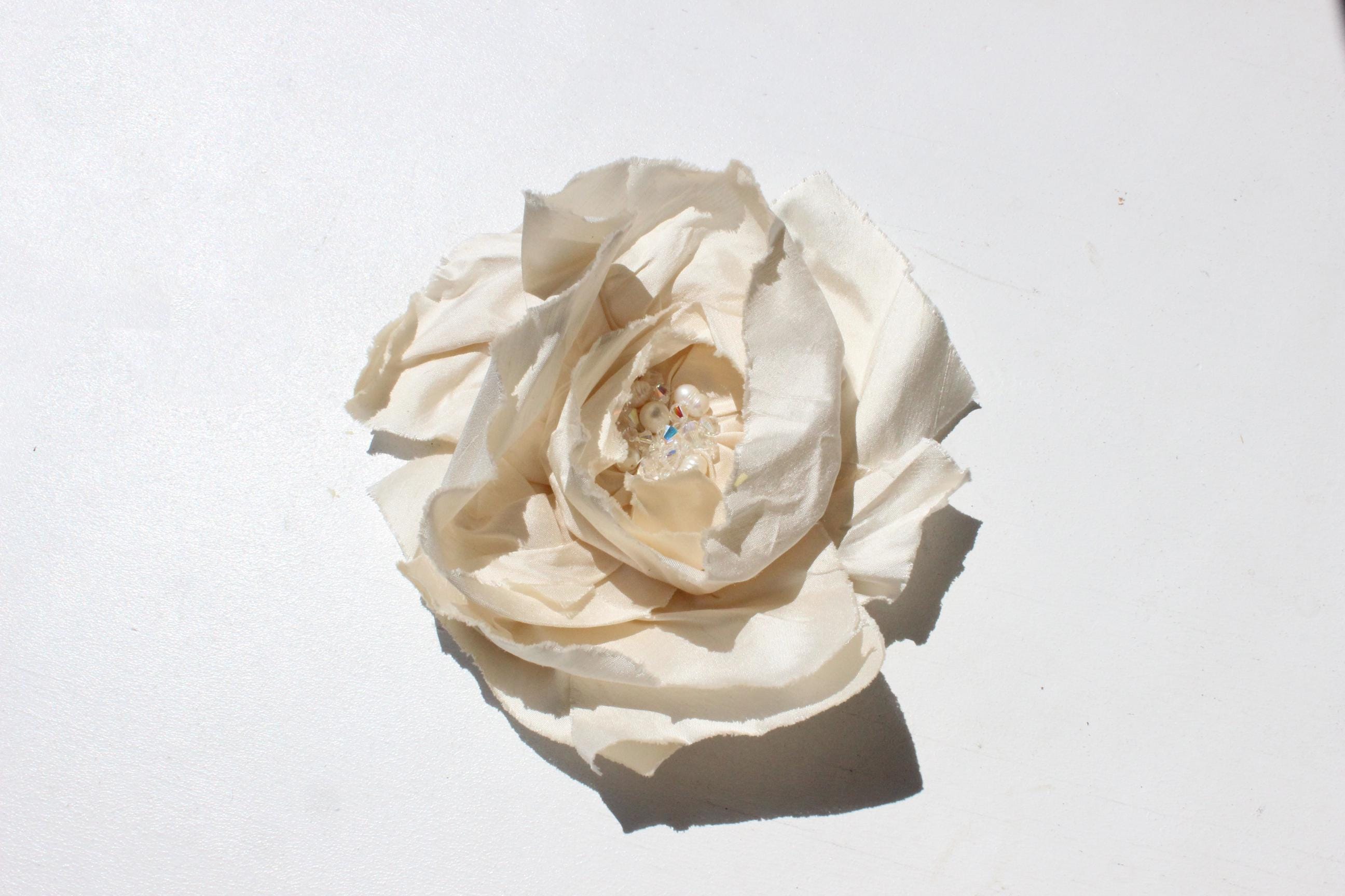Vintage Silk Dupion Oversized Rosette Brooch