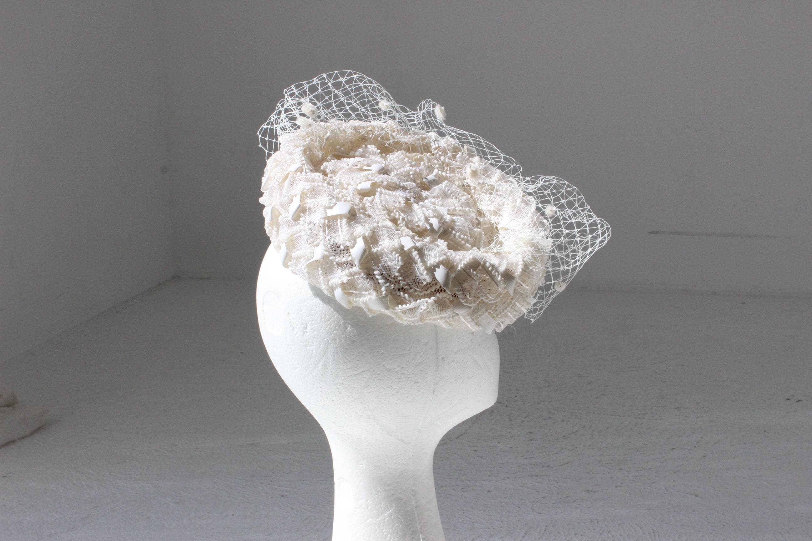 60s Raffia Veil Hat