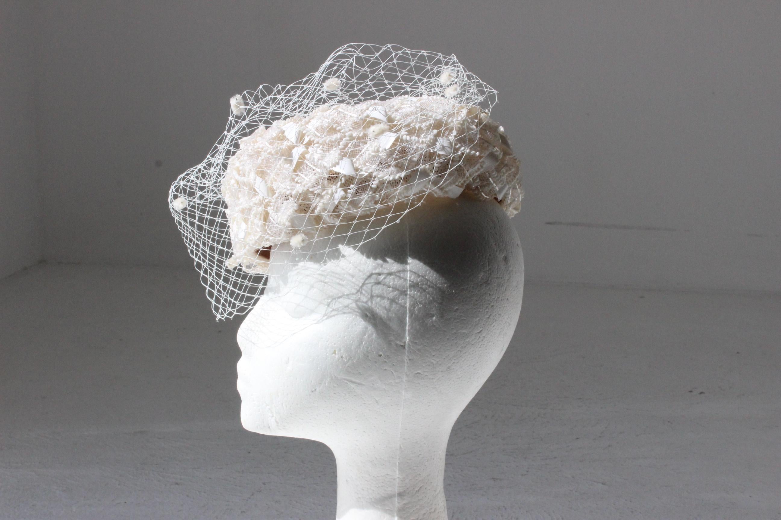 60s Raffia Veil Hat