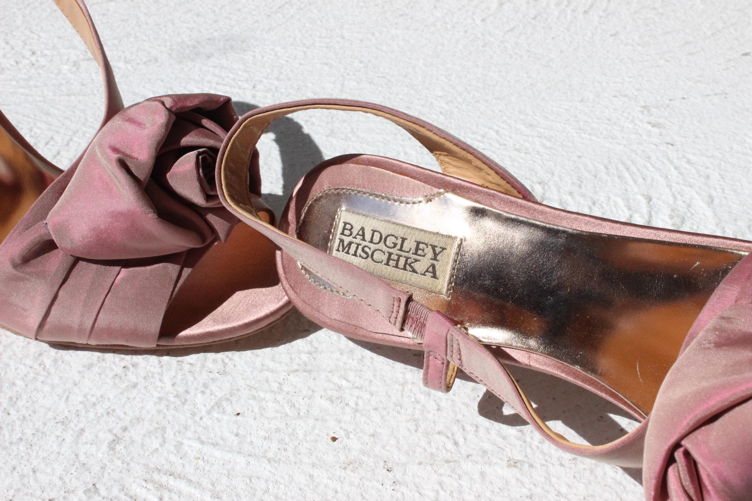Y2K Pink Taffeta Rosette Heels - Euro 38.5